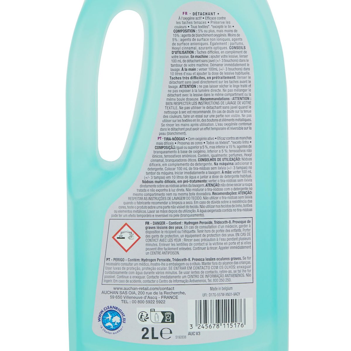 AUCHAN Détachant liquide activ'clean à l'oxygène actif 2l