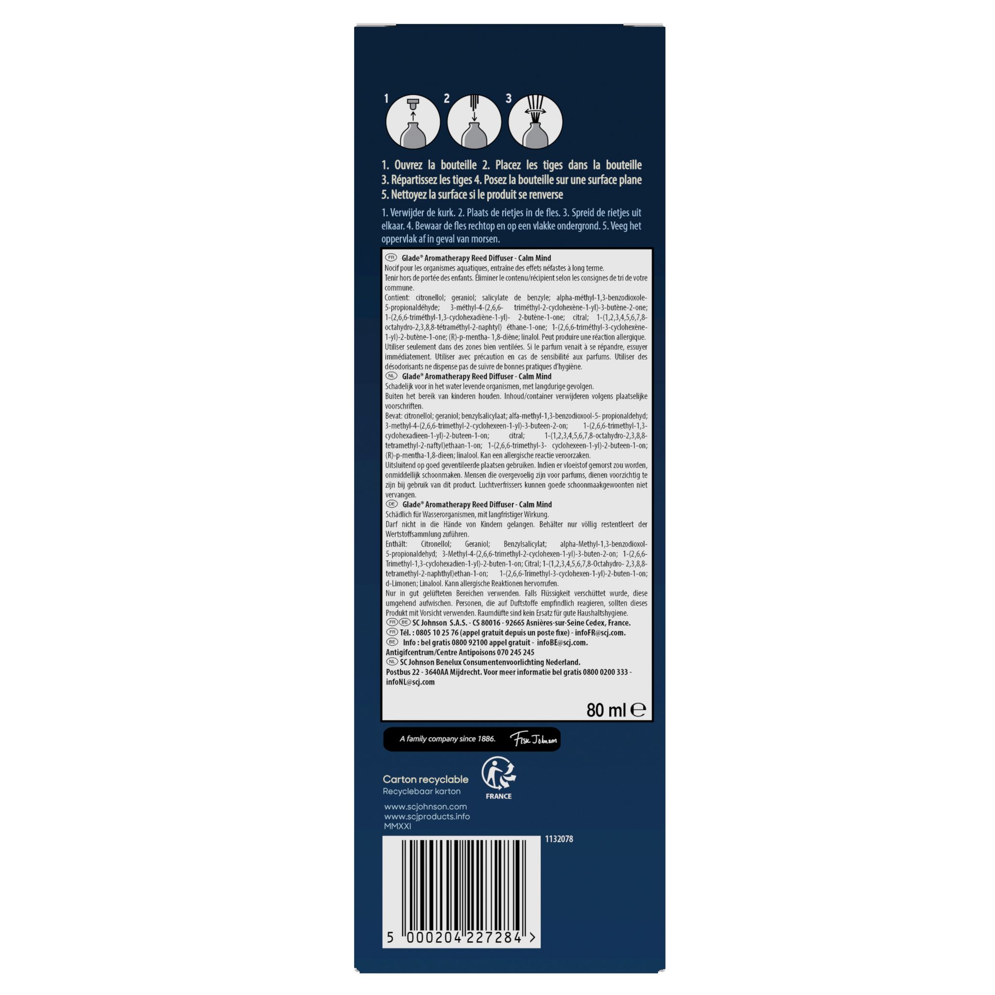 Voir la diapositive 2 : GLADE Diffuseur stick Aromatherapy bergamote et citronnelle 8 bâtonnet