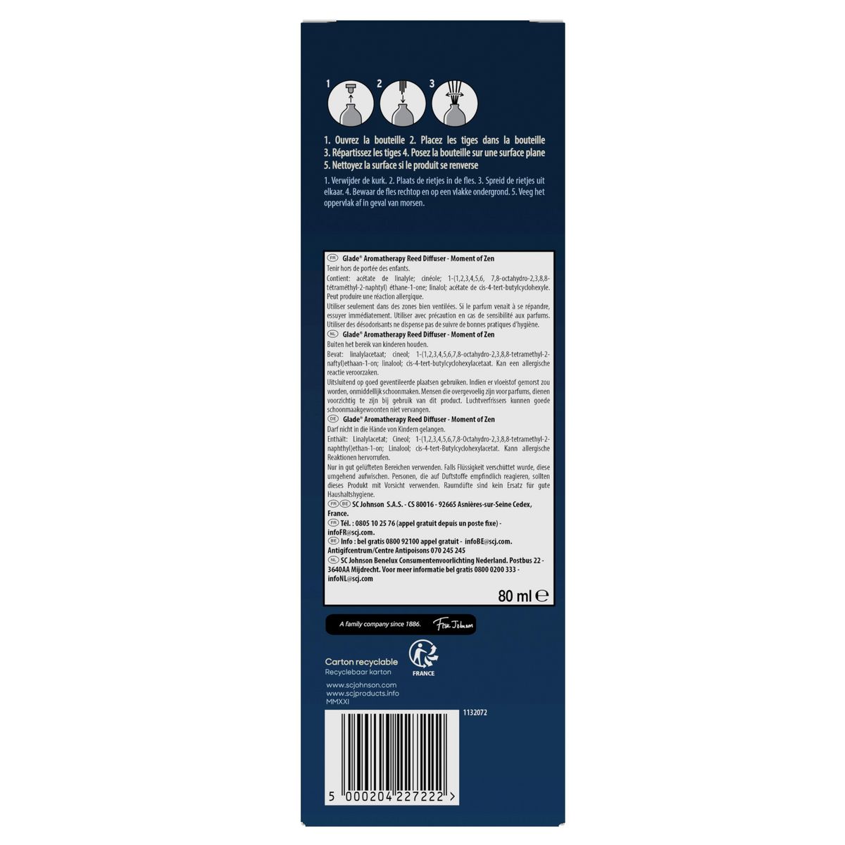 GLADE Diffuseur stick Aromatherapy lavande et bois de santal 8 bâtonnets