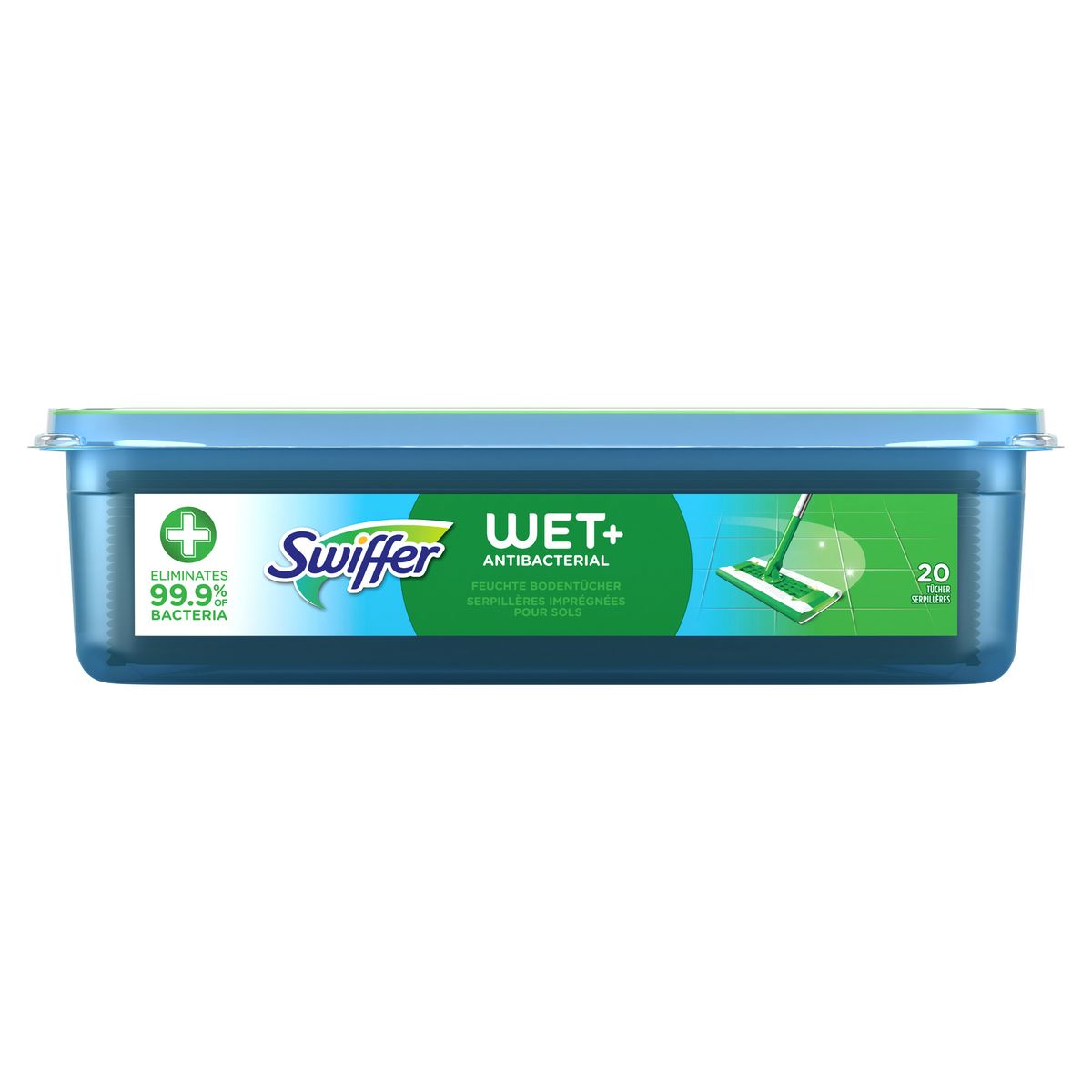 SWIFFER Recharges lingettes humides pour balai anti bactériennes 20 lingettes