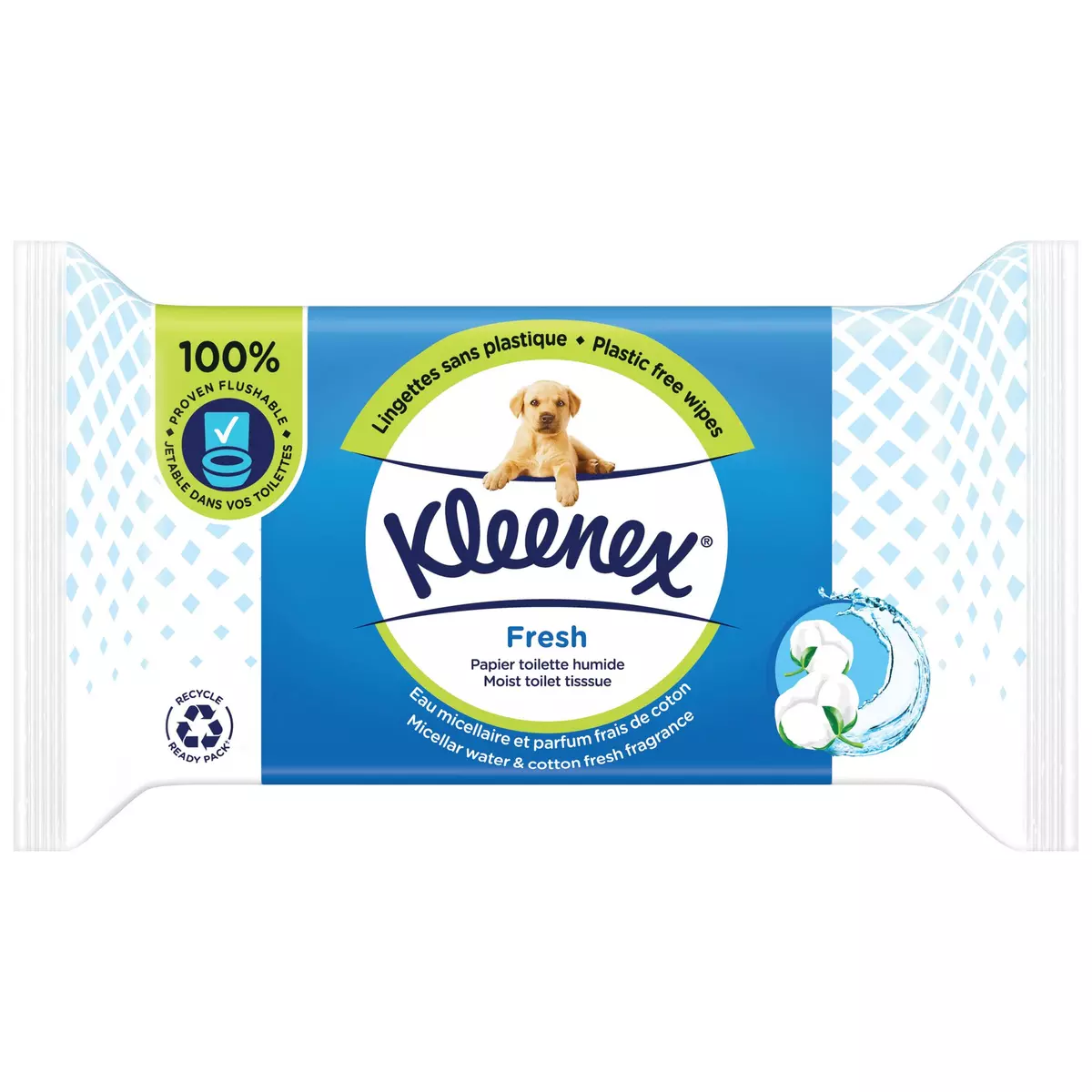 KLEENEX Lingettes papier toilette humide blanc fresh 42 lingettes