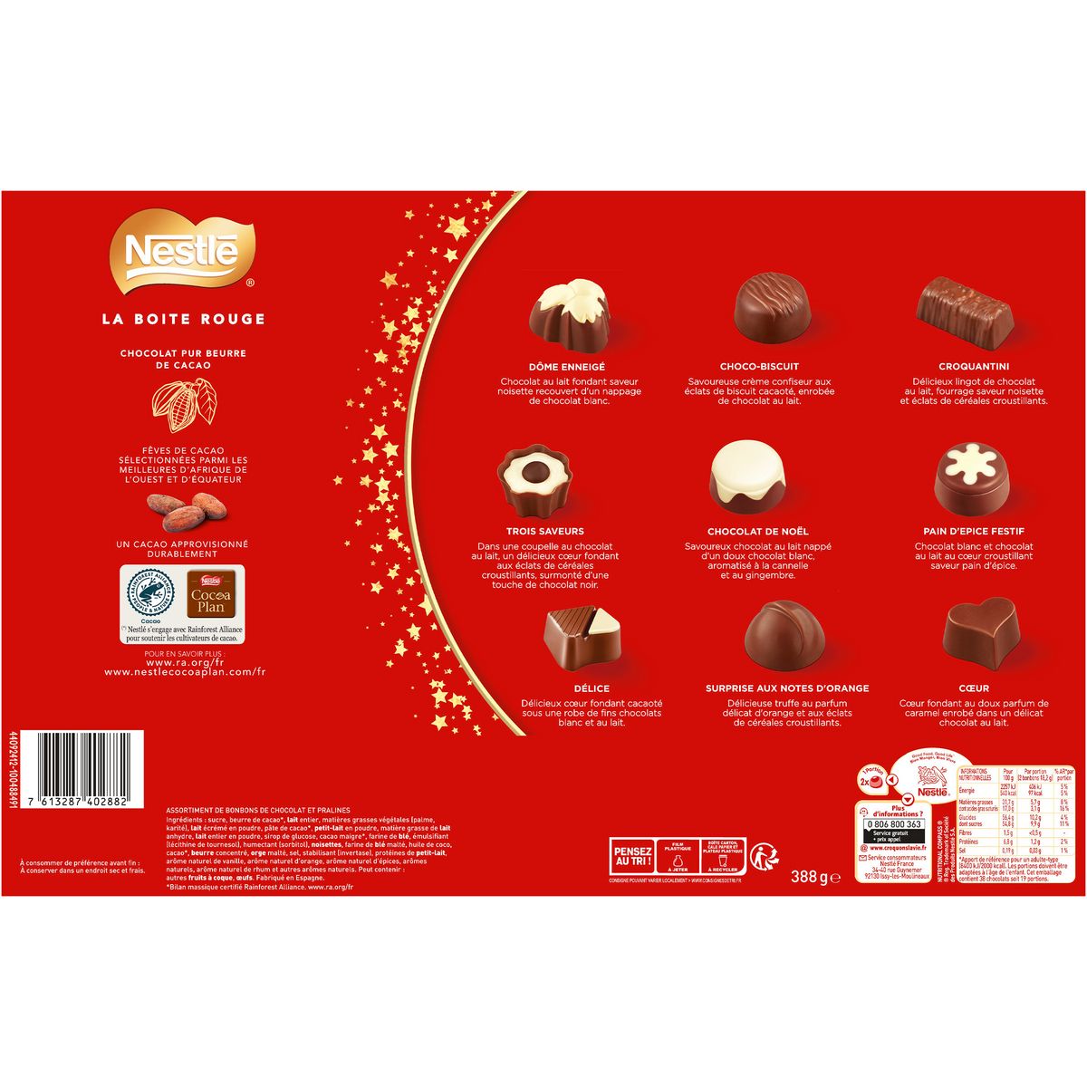 NESTLE La boîte rouge assortiment de chocolats au lait 388g