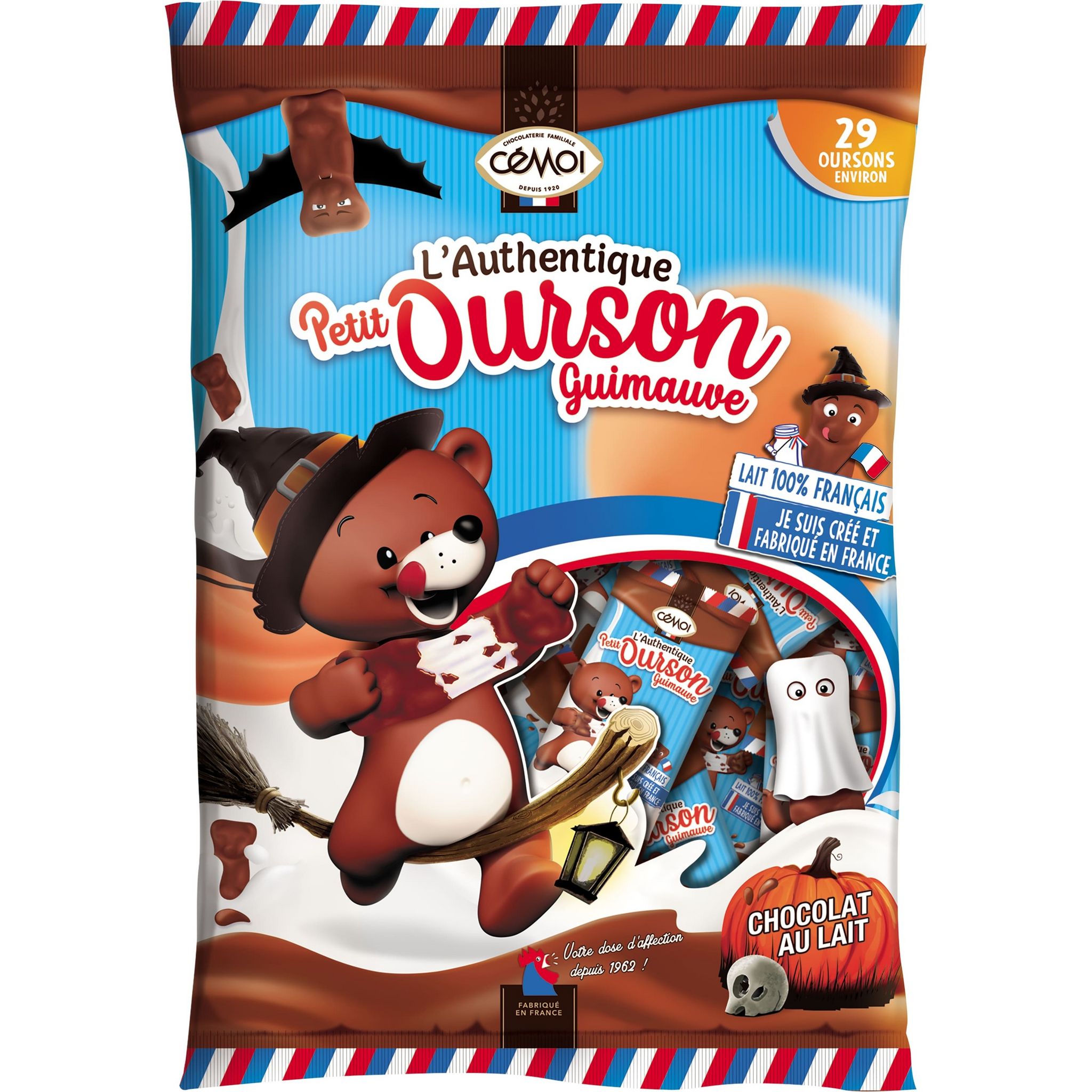 CEMOI Petits oursons au chocolat au lait et à la guimauve environ 29 oursons 338g