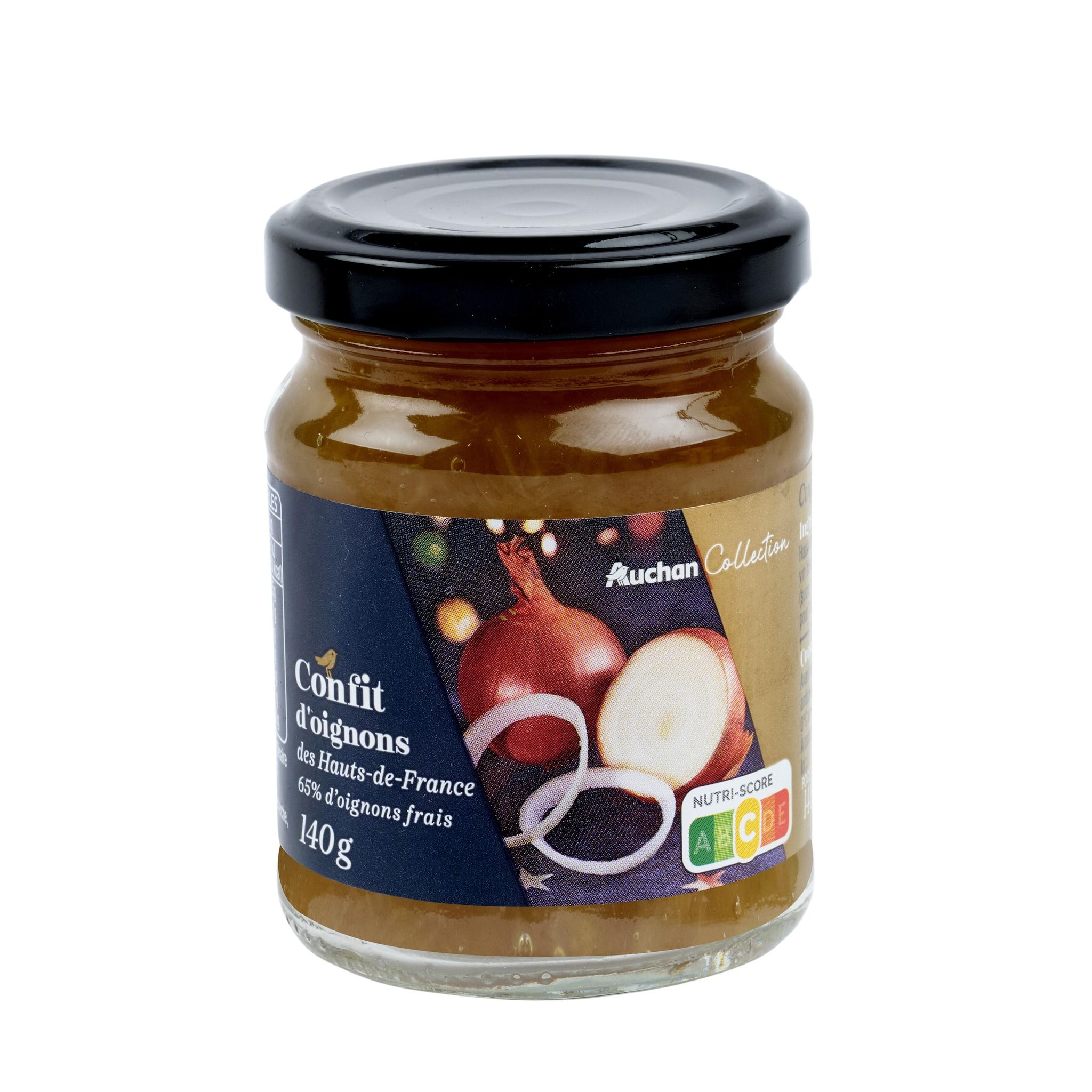 Voir la diapositive 2 : AUCHAN COLLECTION Confit d'oignons des Hauts-de-France 140g