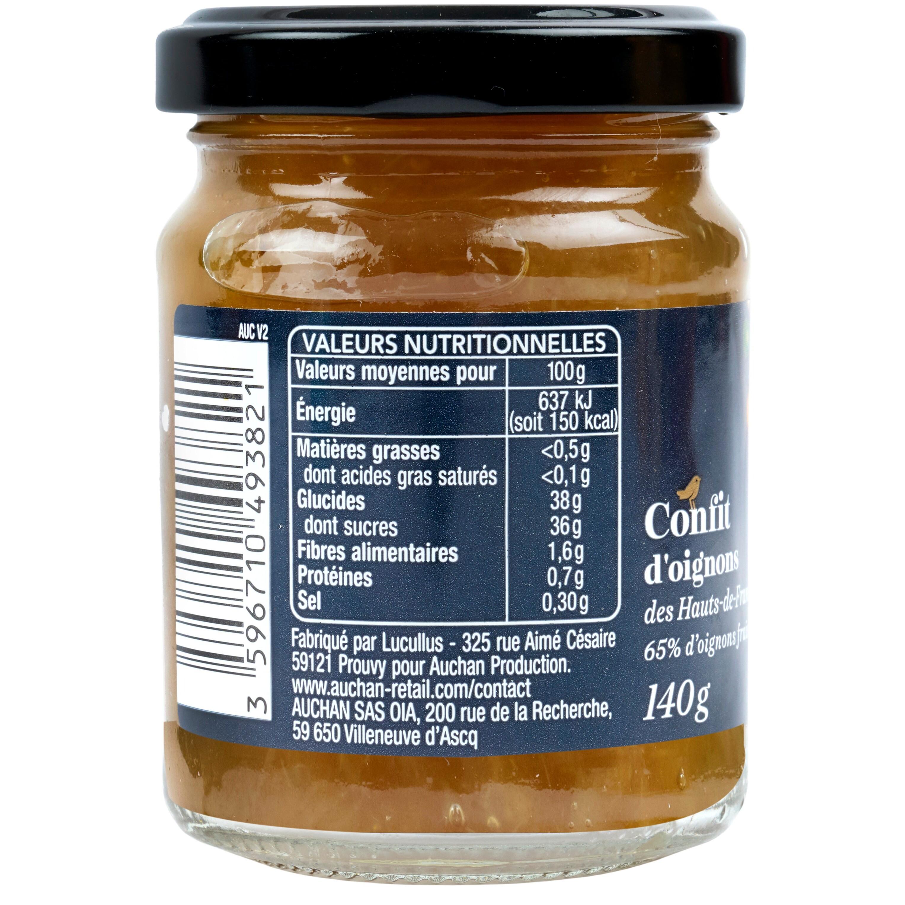 Voir la diapositive 3 : AUCHAN COLLECTION Confit d'oignons des Hauts-de-France 140g