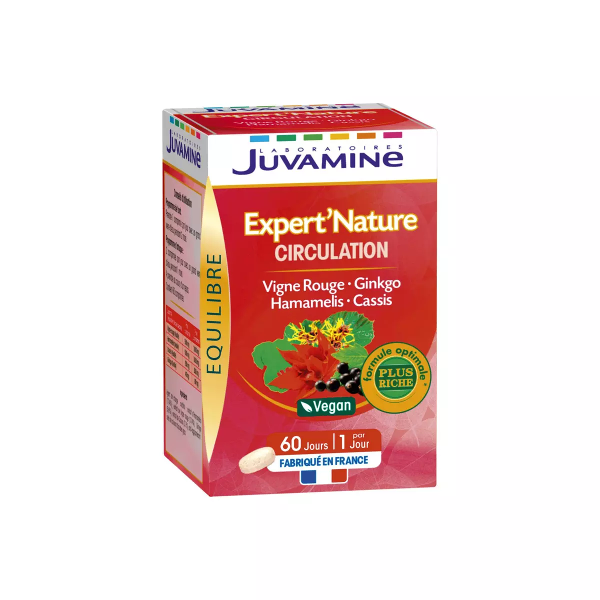 JUVAMINE Expert Nature circulation vigne rouge gingko hamamélis cassis en comprimés 60 comprimés 41g