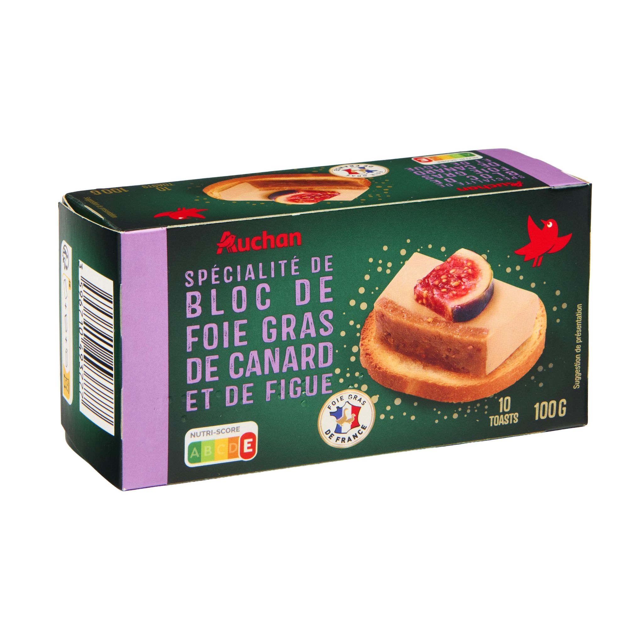 Voir la diapositive 3 : AUCHAN Bloc de foie gras de canard et gelée de figues 3 parts 100g