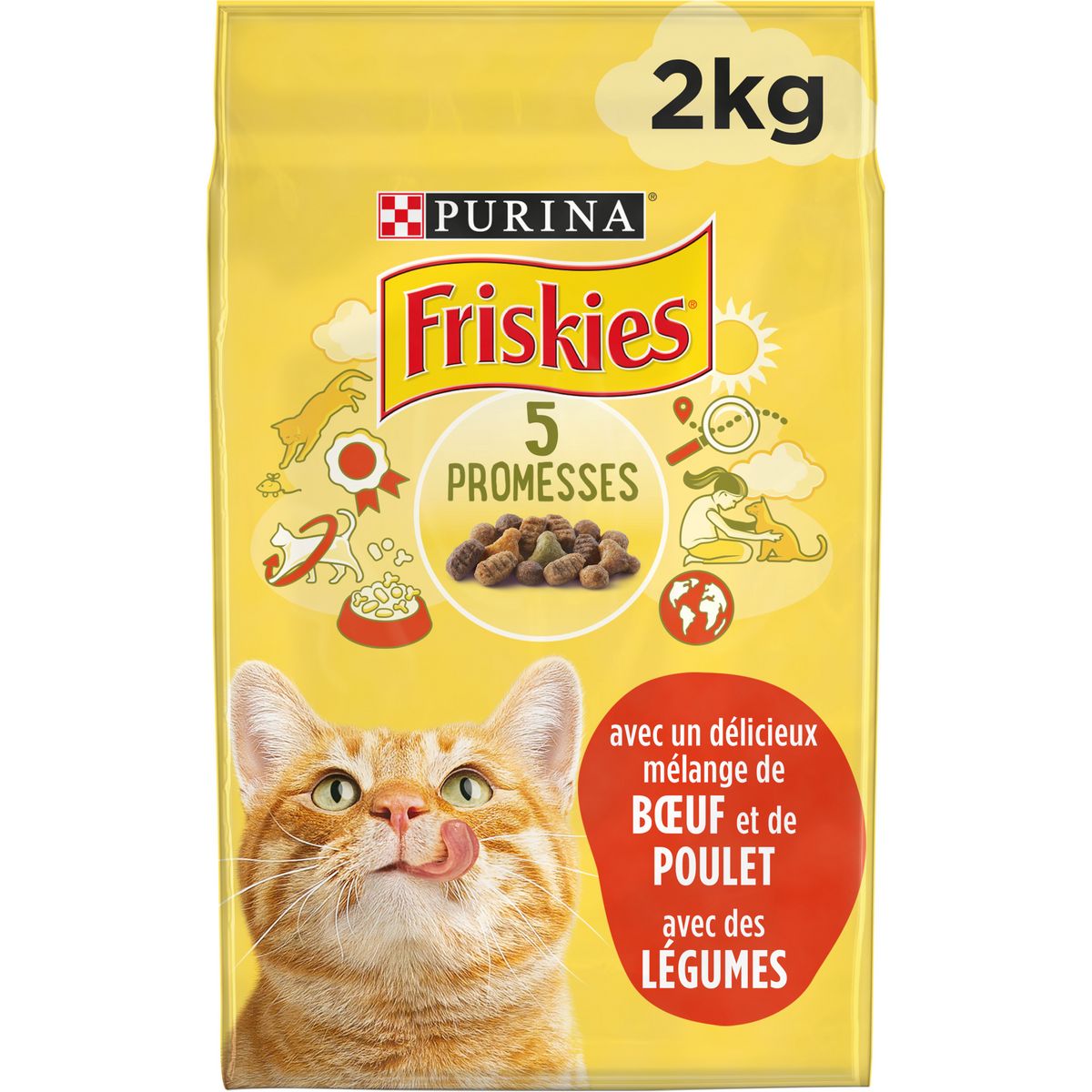 FRISKIES Croquettes au bœuf poulet et légumes pour chat 2kg
