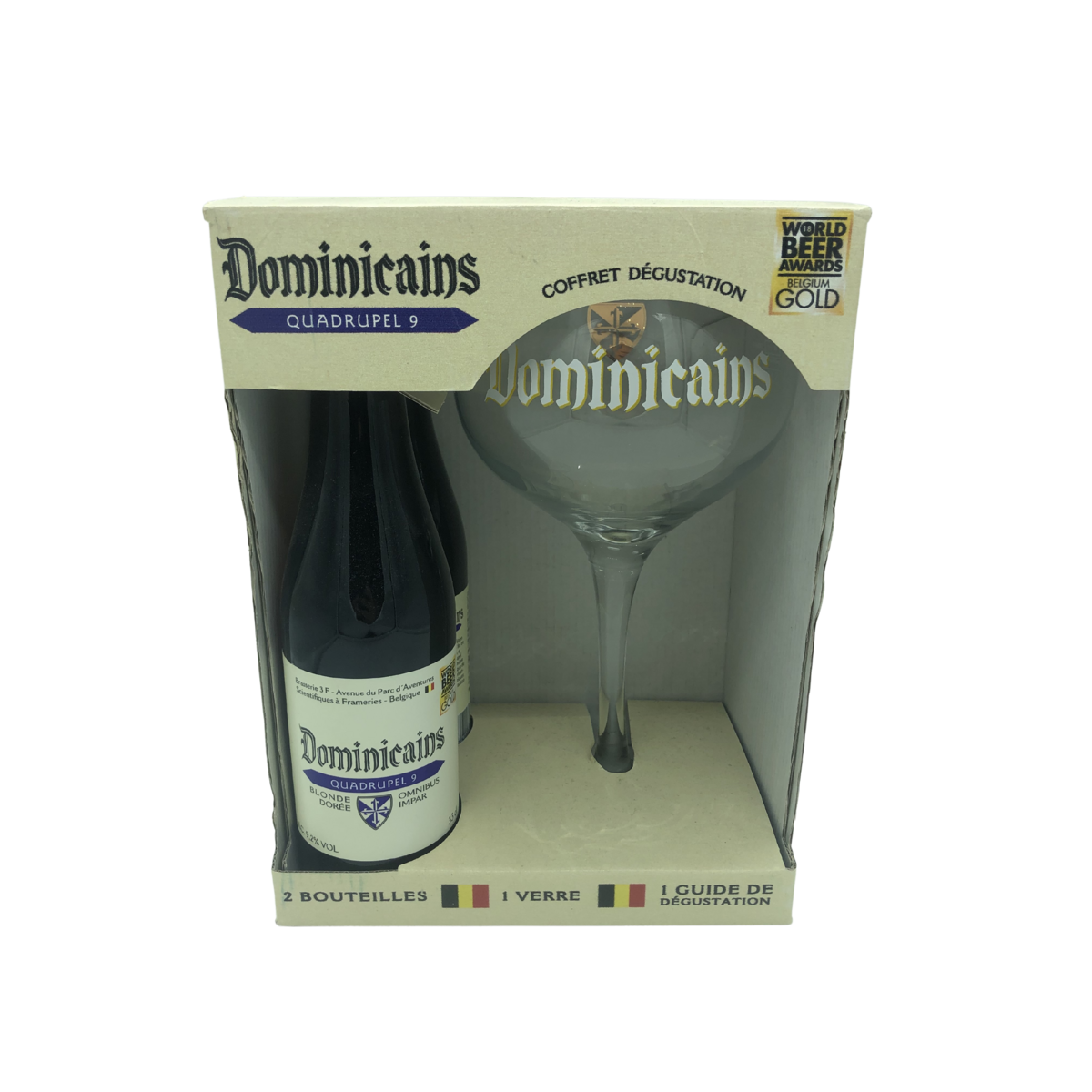DOMINICAINS Bière blonde 9.2%, 2x33cl +1 verres