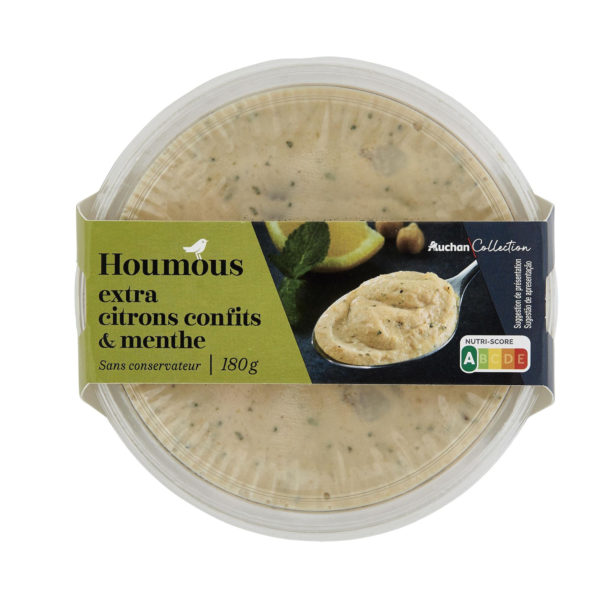 Voir la diapositive 3 : AUCHAN COLLECTION Houmous citrons confit et menthe 180g