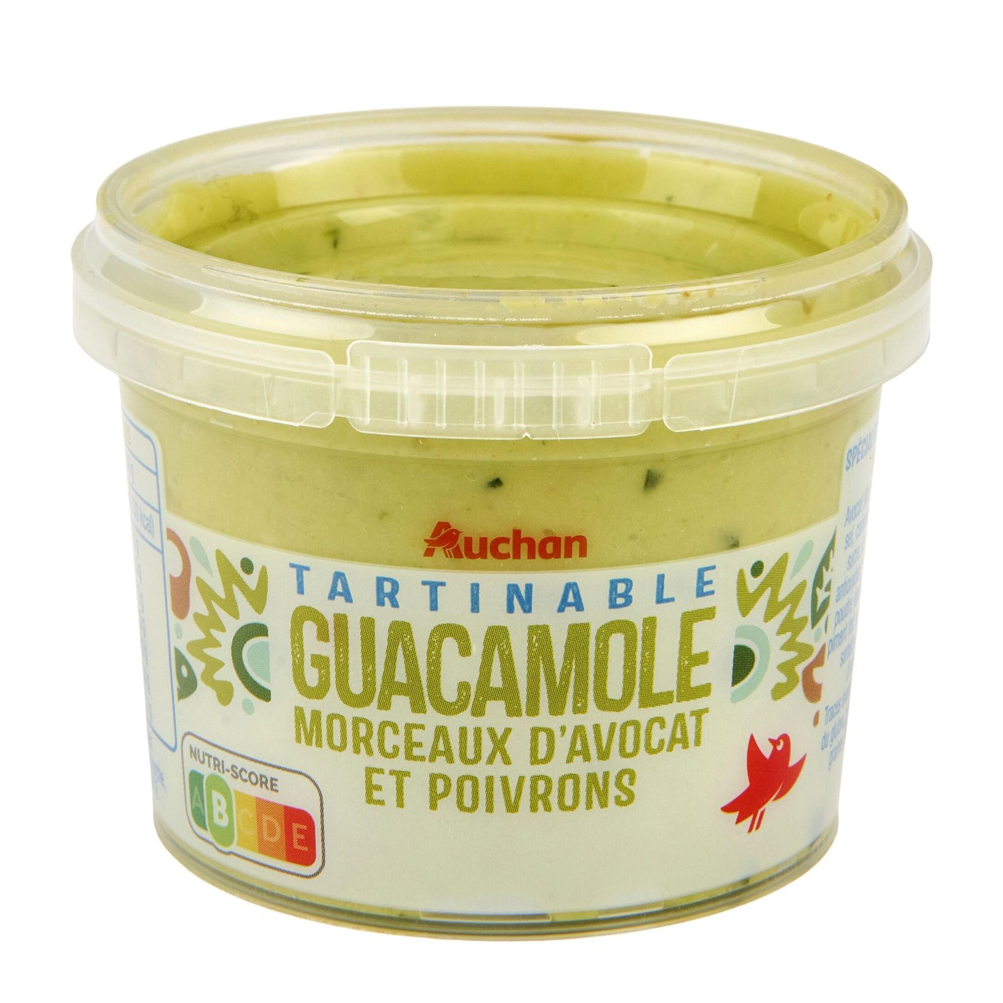 Voir la diapositive 4 : AUCHAN Tartinable guacamole morceaux d'avocats et de poivrons 100g