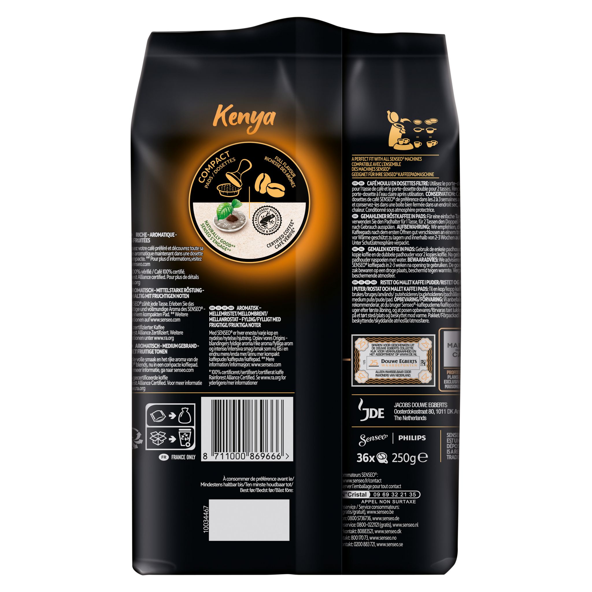 Voir la diapositive 4 : SENSEO Dosettes de café Kenya intensité 6 36 dosettes 250g