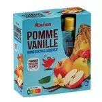 AUCHAN Gourdes pomme vanille sans sucres ajoutés 4x90g