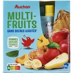 AUCHAN Gourdes multi-fruits sans sucres ajoutés 4x90g