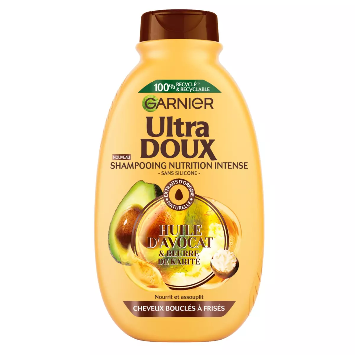 ULTRA DOUX Shampooing nutrition intense huile d'avocat et beurre de karité cheveux bouclés frisés 250ml
