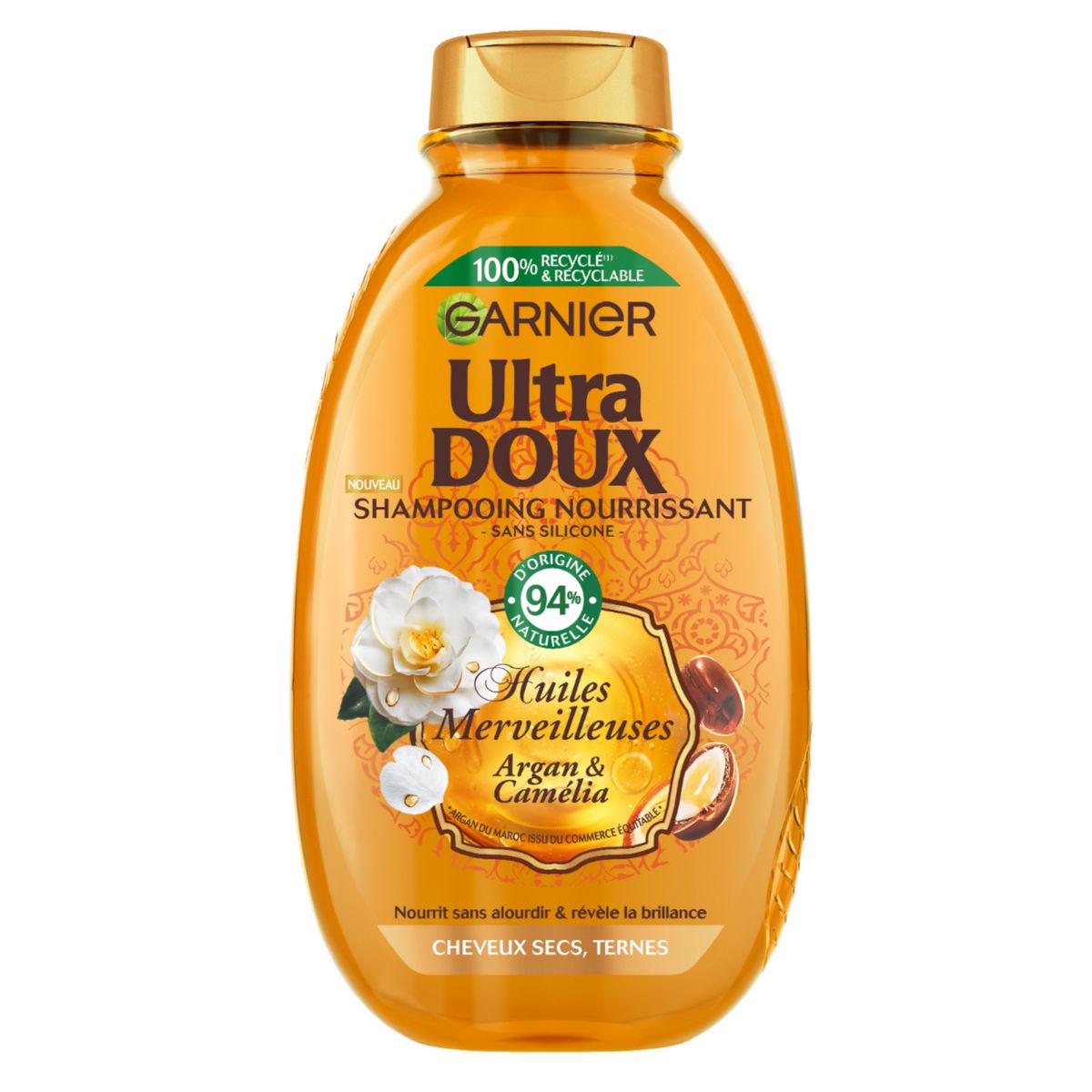 ULTRA DOUX Shampooing nourrissant argan et camélia cheveux secs et ternes 250ml