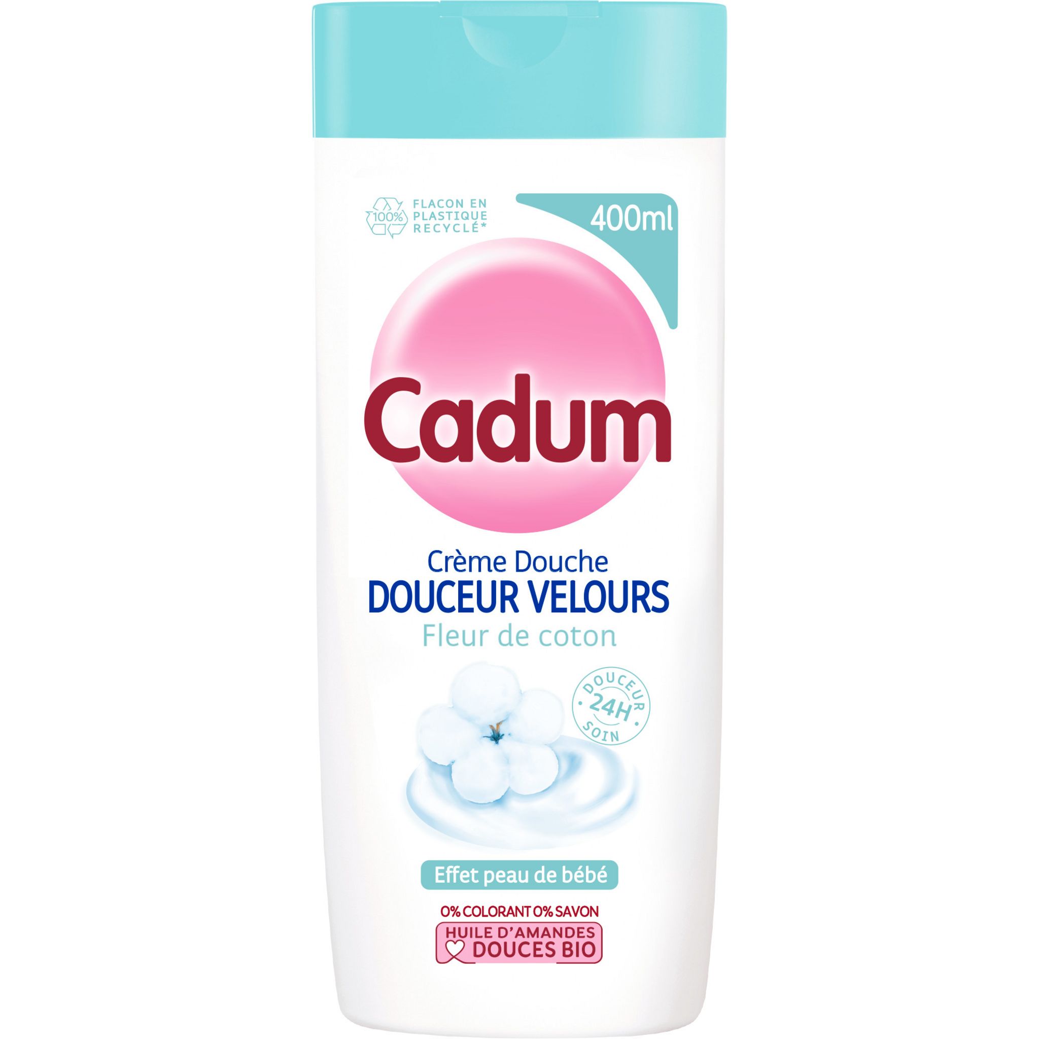 CADUM Crème douche amandes douces bio douceur velours fleur de coton 400ml