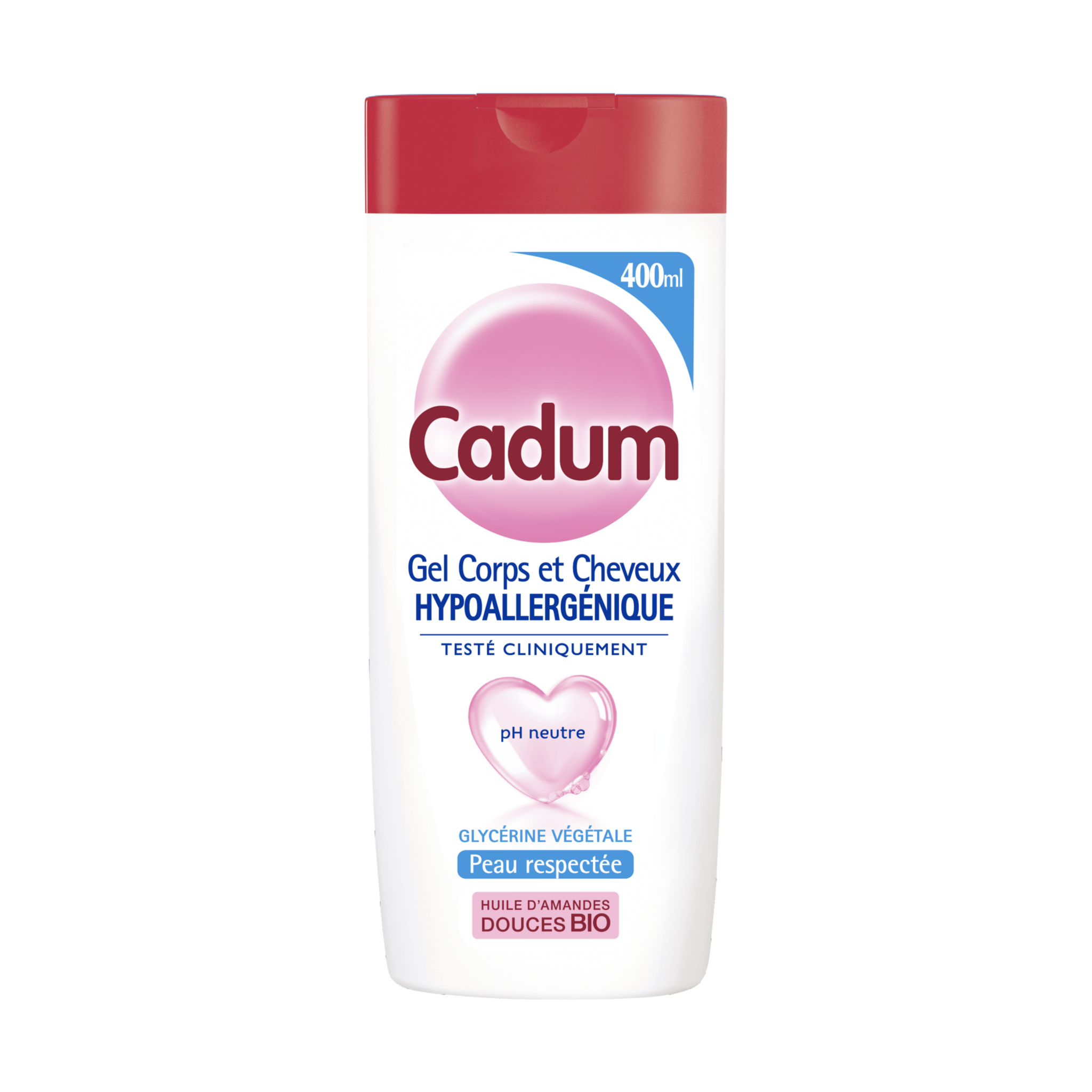 CADUM Gel corps et cheveux amandes douces bio hypoallergénique pH neutre 400ml