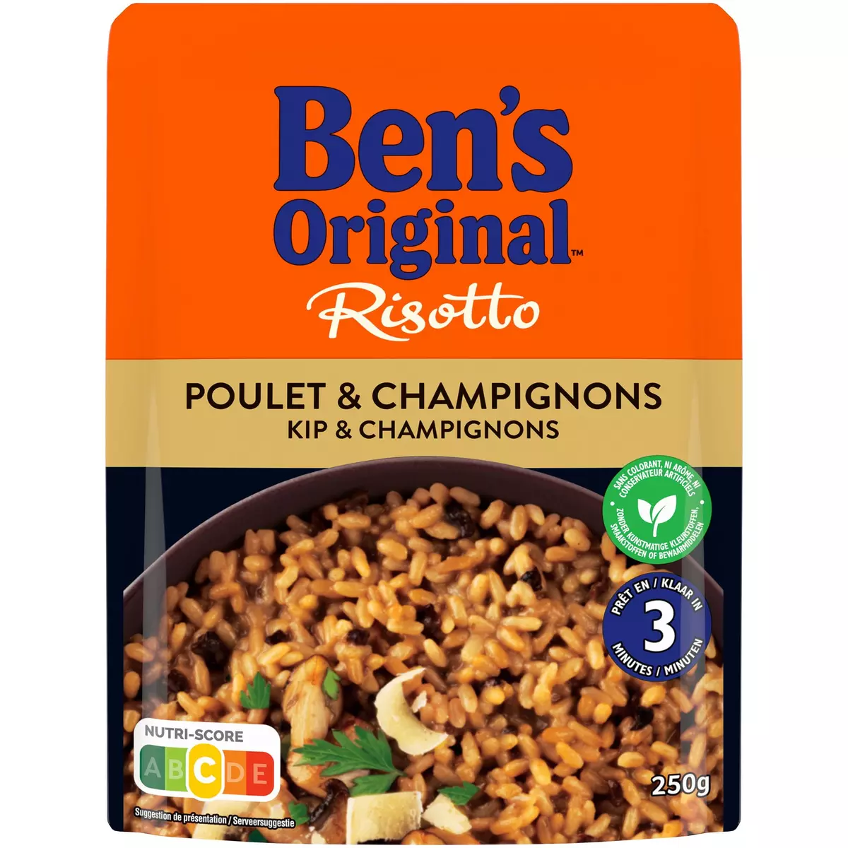 BEN'S ORIGINAL Risotto poulet champignons sachet express 1 personne 250g