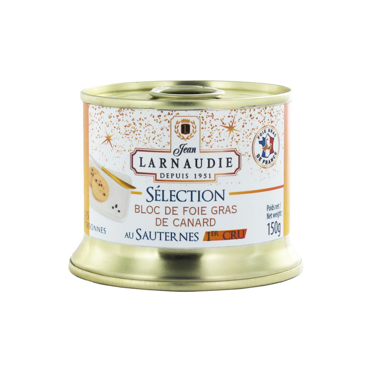 JEAN LARNAUDIE Bloc de foie gras de canard au sauternes 1er crue 4-5 parts 150g