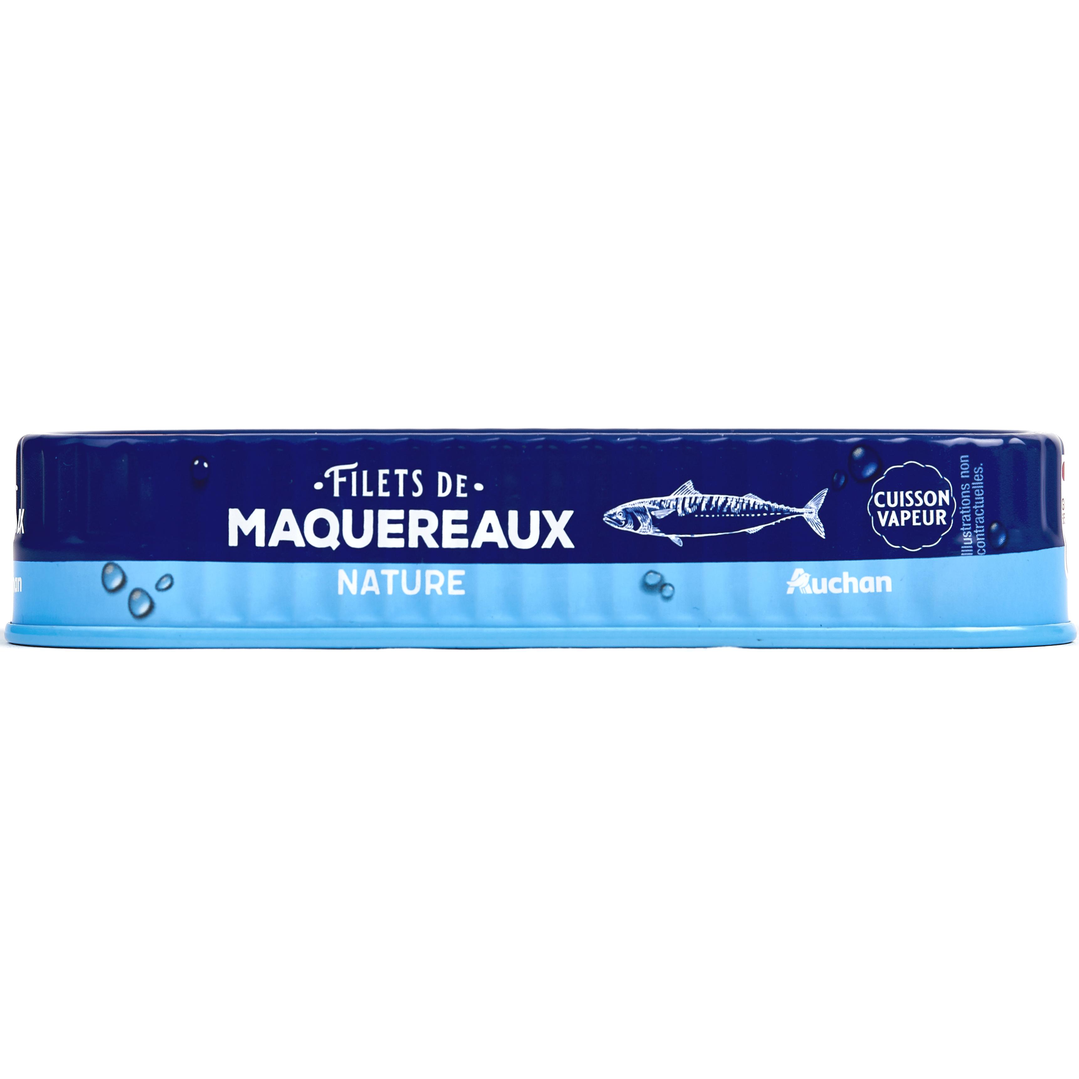 Voir la diapositive 2 : AUCHAN Filets de maquereaux nature 120g