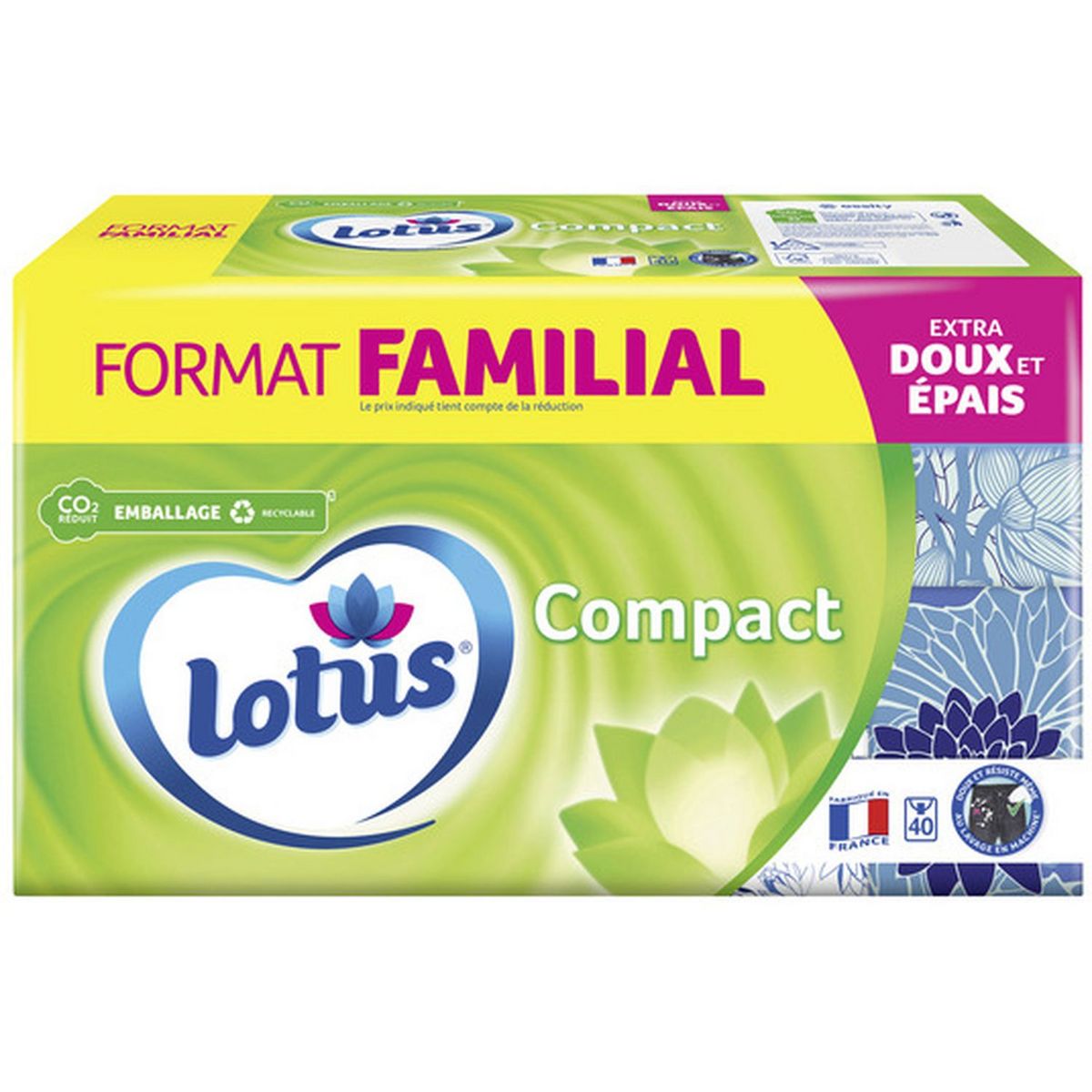 LOTUS Paquet de mouchoirs  blancs compact extra doux et épais 40 paquets