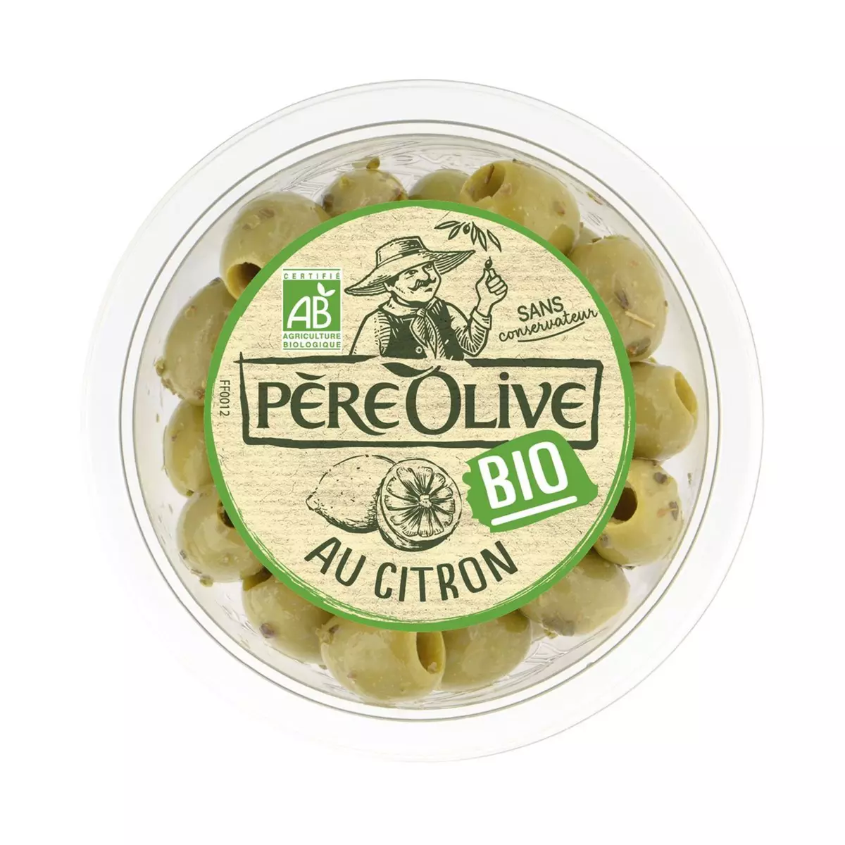 PÈRE OLIVE Olives vertes bio au citron 150g