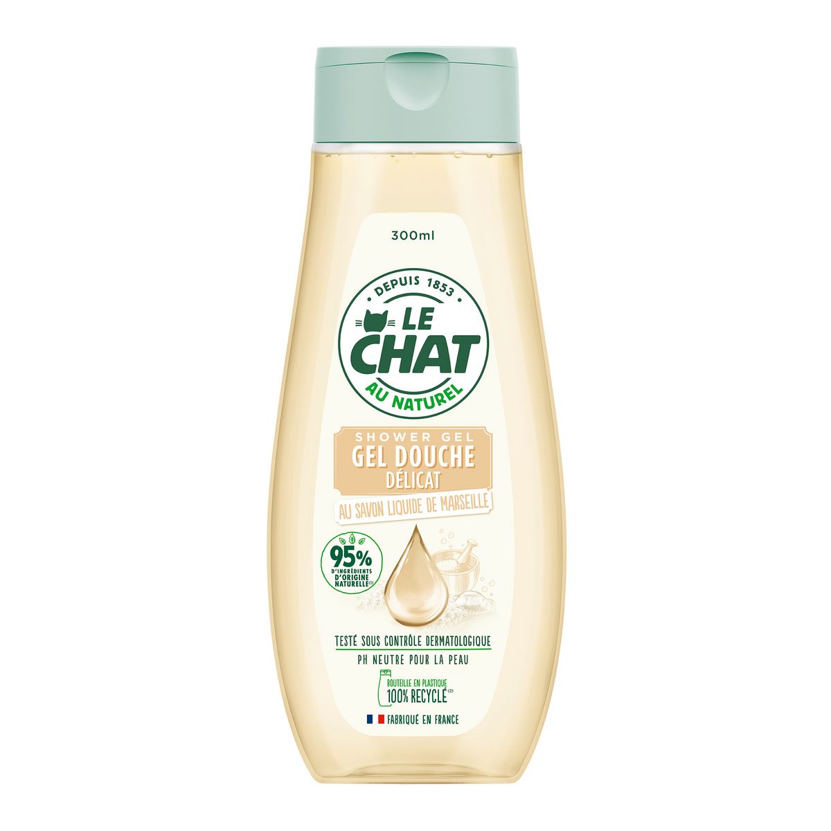 LE CHAT Gel douche délicat au savon liquide de Marseille ph neutre 300ml