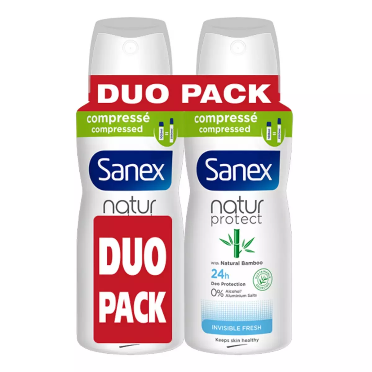 SANEX Natur Protect Déodorant spray 24h 0% d'alcool Lot de 2 2x100ml