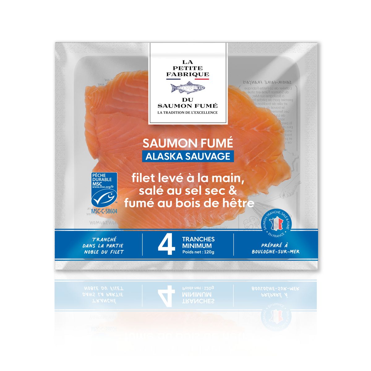 LA PETITE FABRIQUE  Saumon fumé sauvage Alaska MSC 4 tranches 120g