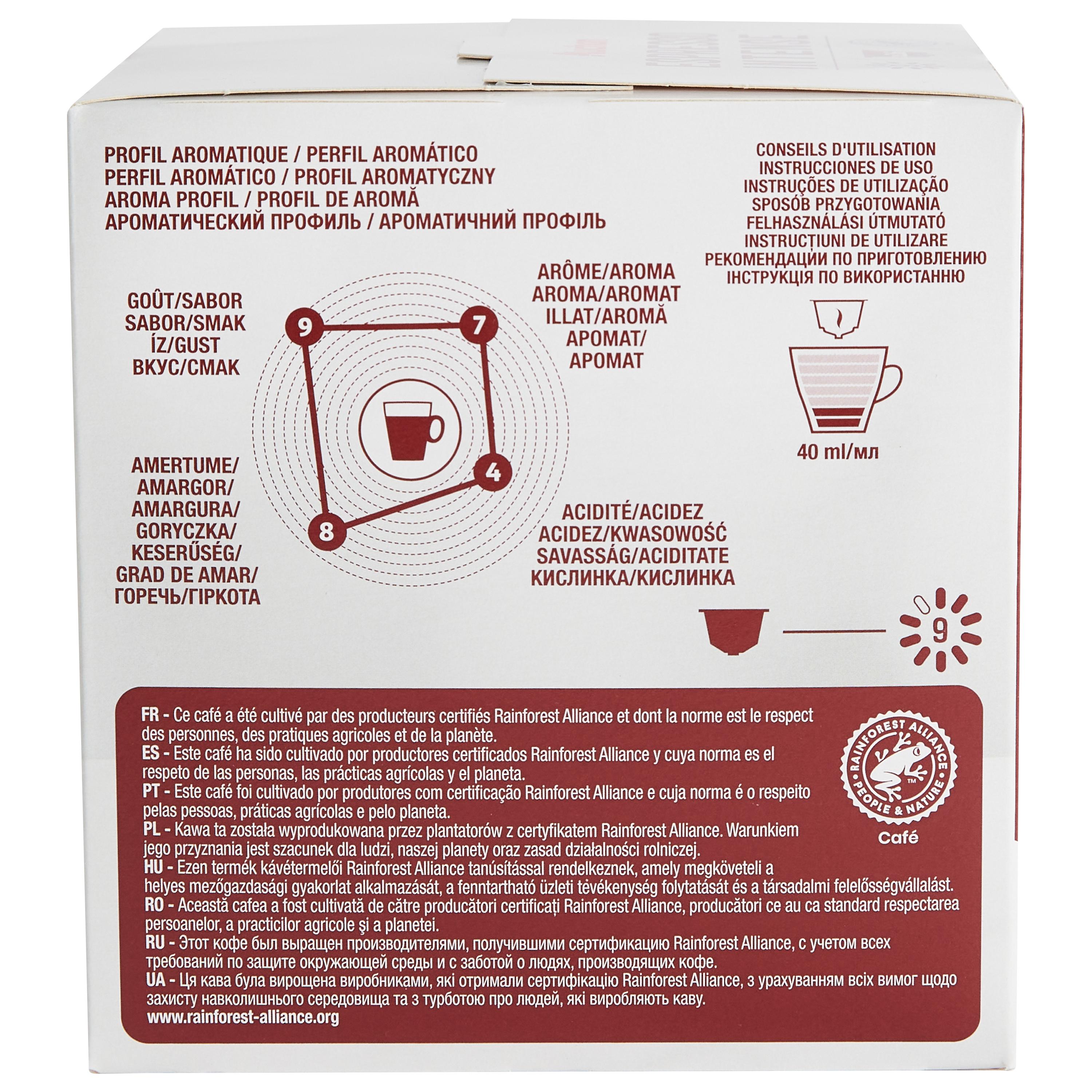 Voir la diapositive 3 : AUCHAN Capsules de café espresso intensité 9 compatibles Dolce Gusto 16 capsules 112g