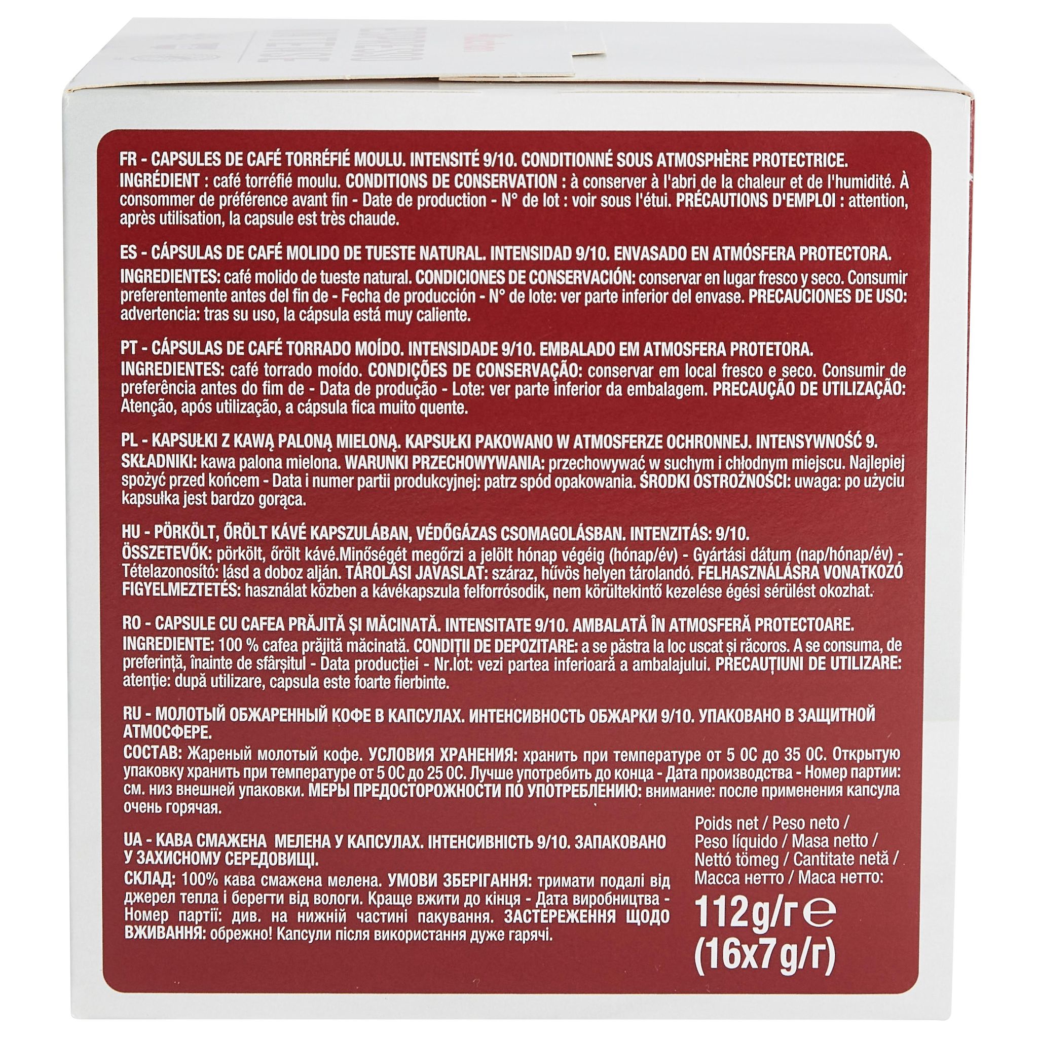 Voir la diapositive 4 : AUCHAN Capsules de café espresso intensité 9 compatibles Dolce Gusto 16 capsules 112g