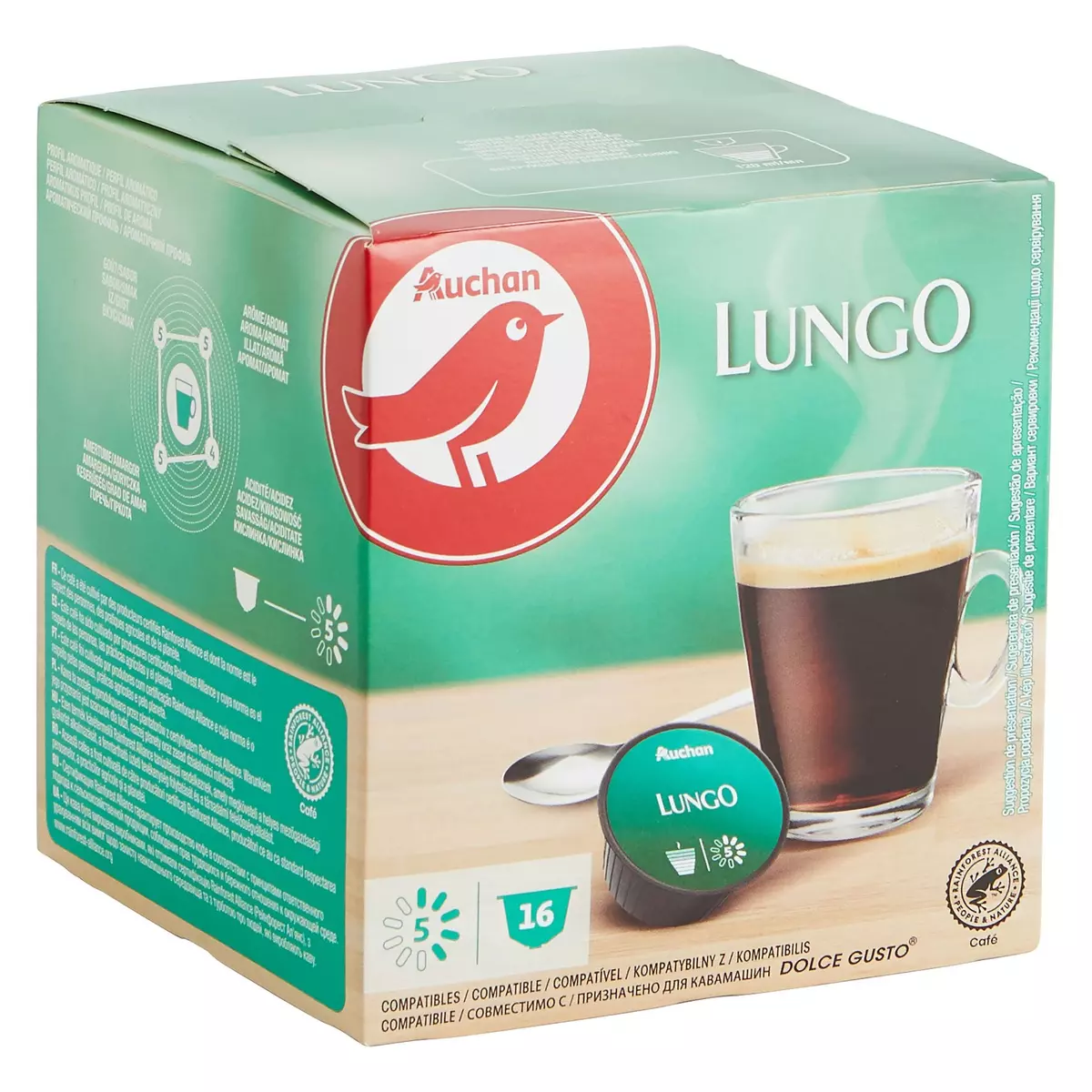 Café capsules Lungo Intenso compatible Dolce Gusto, U (x 16)