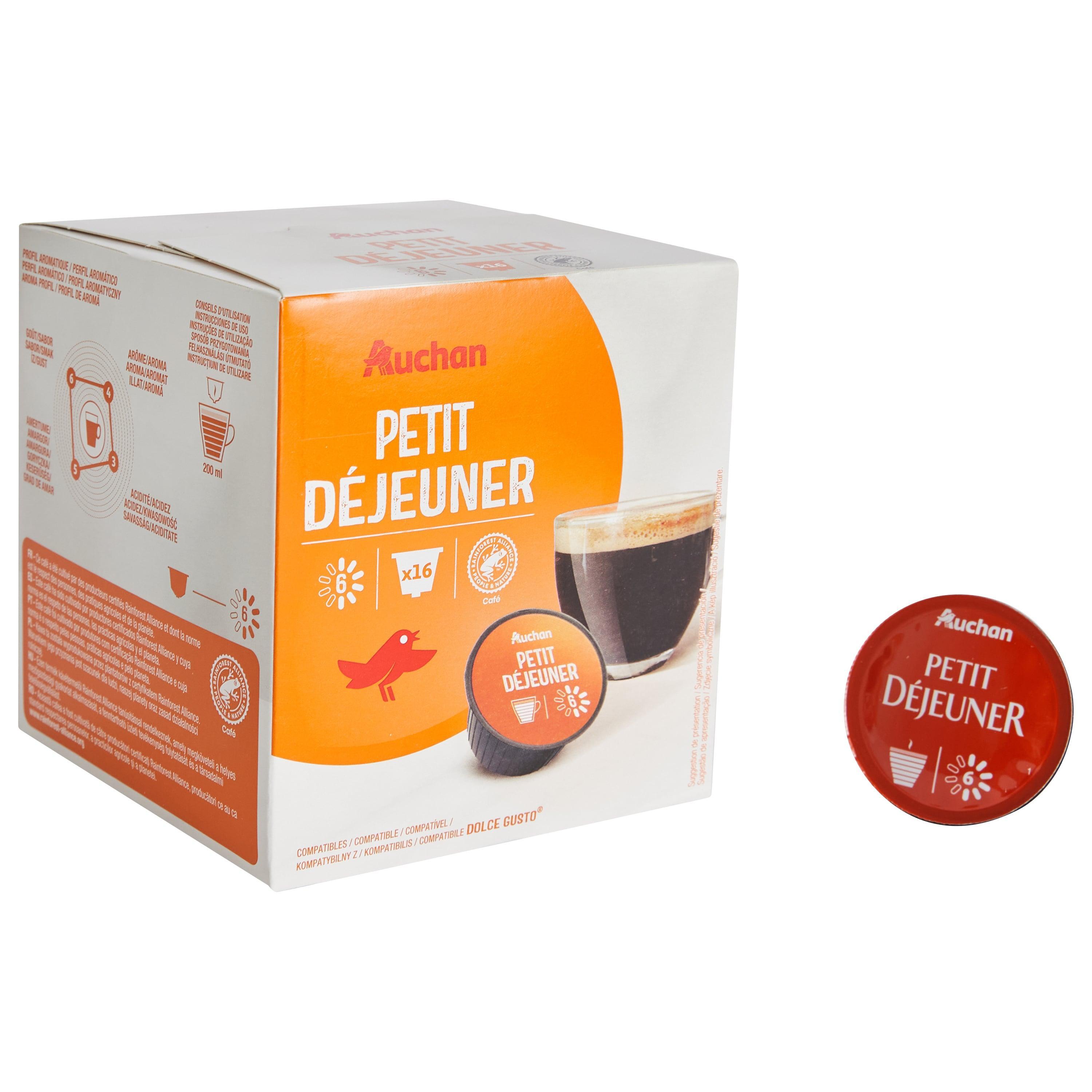 Voir la diapositive 4 : AUCHAN Capsules de café petit déjeuner compatibles Dolce Gusto 16 capsules 112g