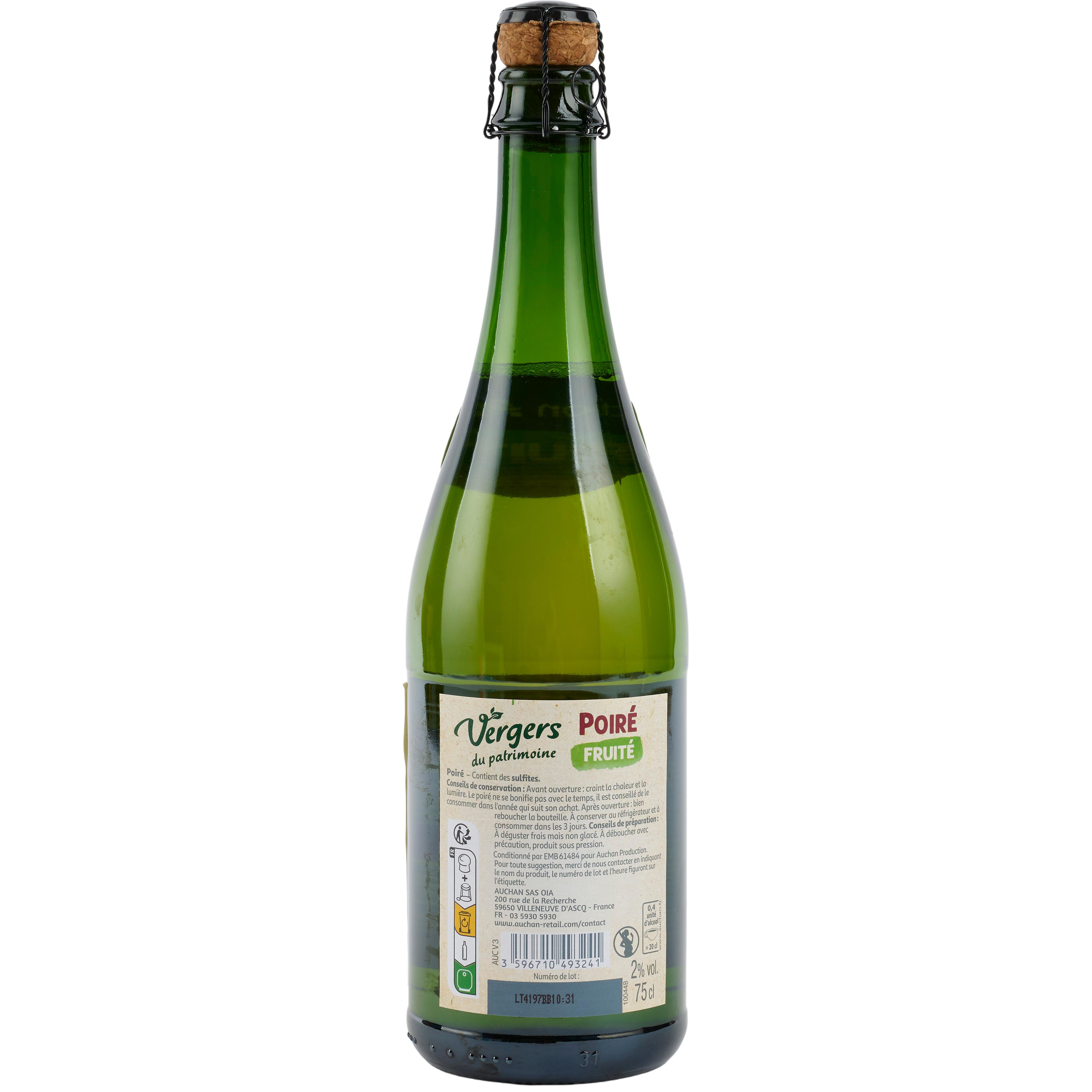 Voir la diapositive 2 : VERGERS DU PATRIMOINE Vergers du patrimoine poiré fruité 2% 75cl