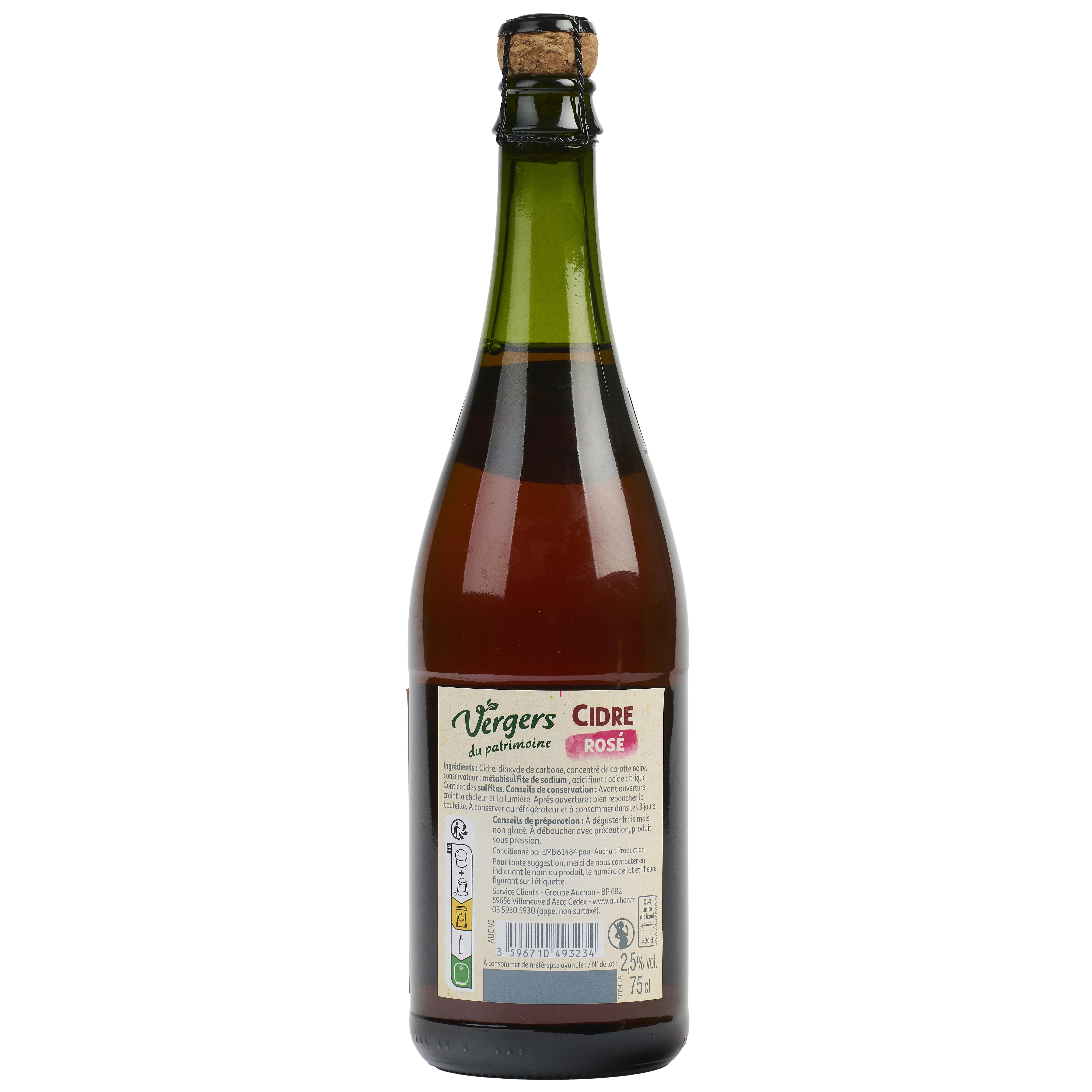 Voir la diapositive 2 : VERGERS DU PATRIMOINE Cidre rosé 3% 75cl