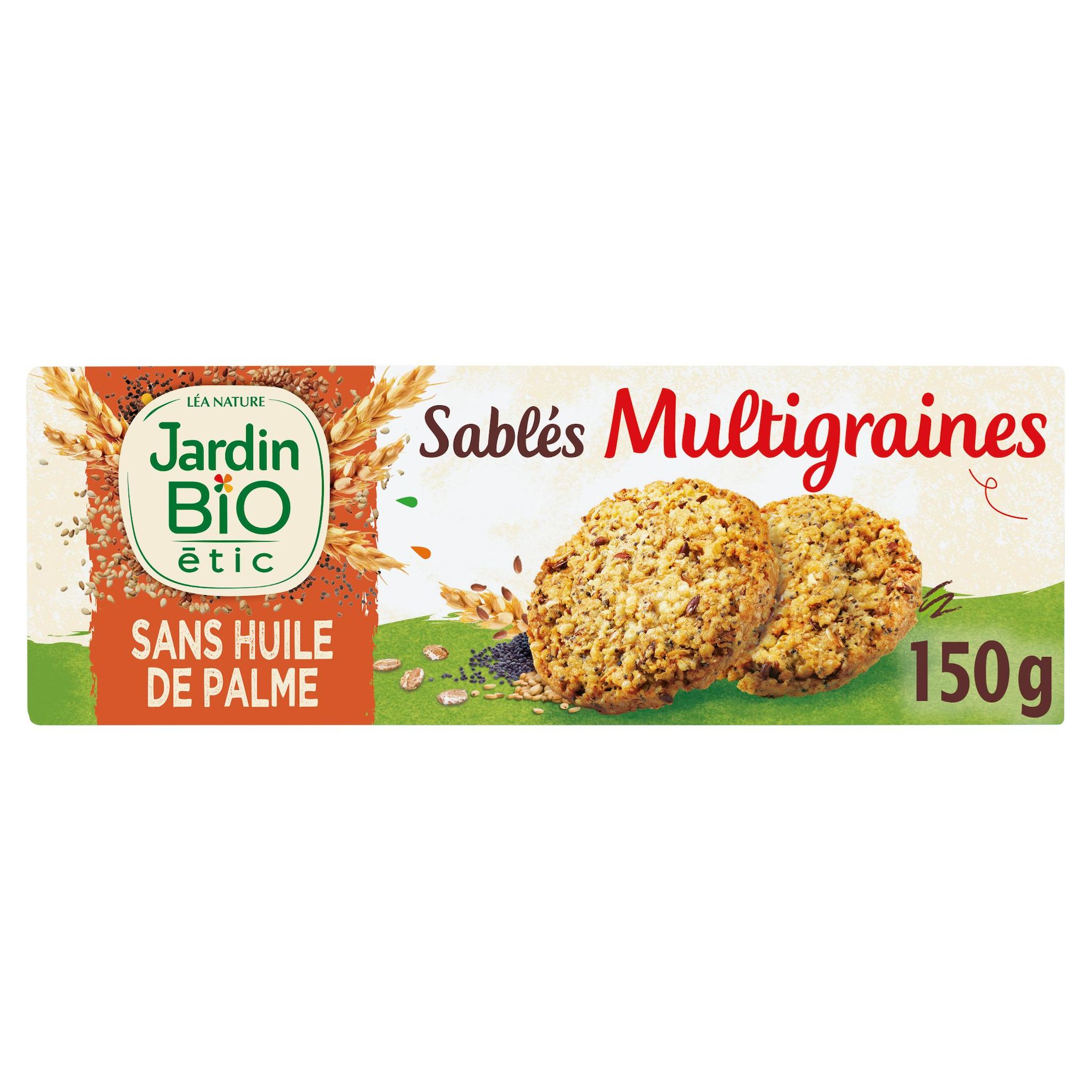 Voir la diapositive 2 : JARDIN BIO ETIC Biscuits sablés multigraines sans huile de palme 150g