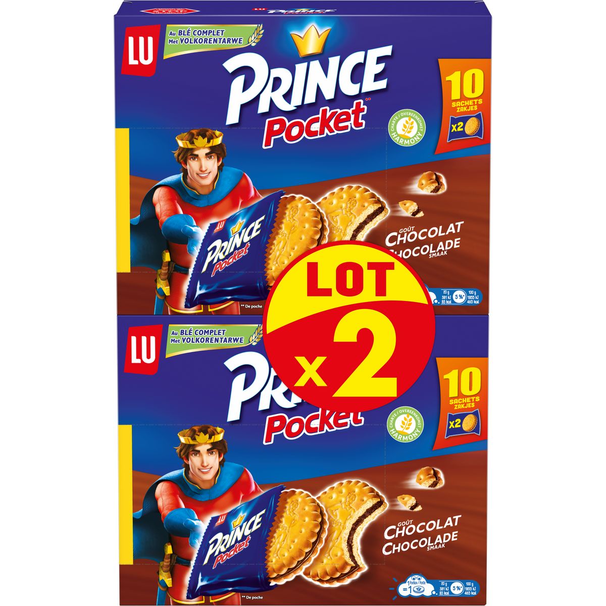 PRINCE Biscuit fourré au chocolat Lot de 2 400g