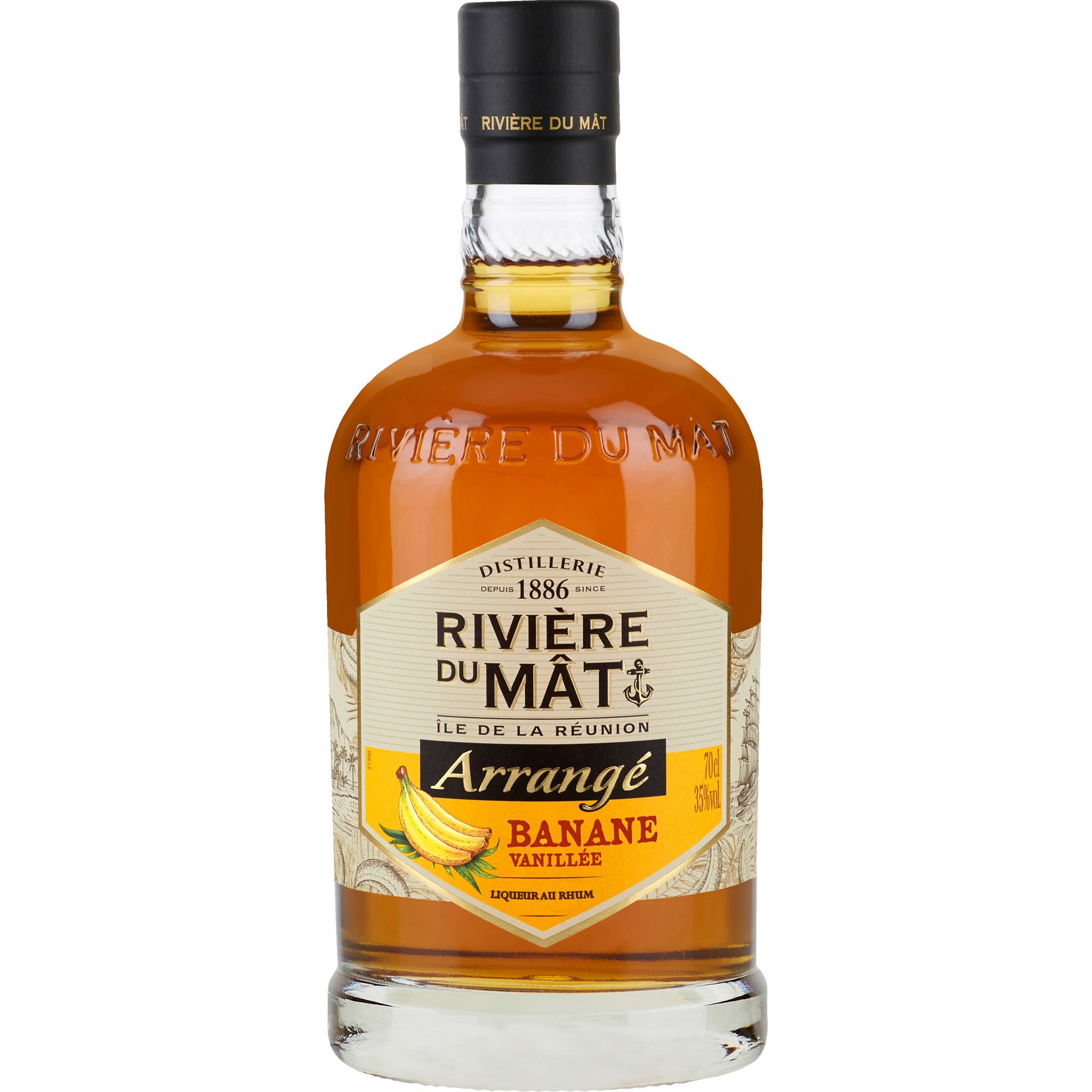 Voir la diapositive 2 : RIVIÈRE DU MAT Arrangé banane vanillée 35% 70cl