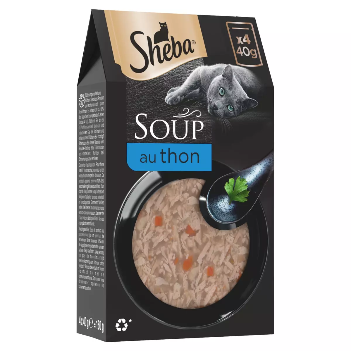 SHEBA Soup sachets fraicheur filets de thon pour chat 4x40g