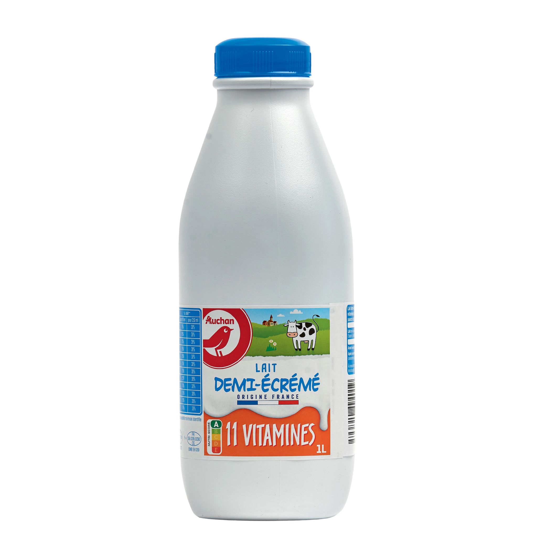 Voir la diapositive 3 : AUCHAN Lait demi-écrémé 11 vitamines UHT 1L