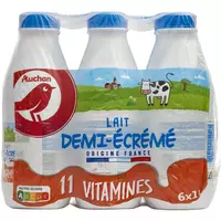 AUCHAN Lait facile à digérer sans lactose UHT 6x50cl pas cher 
