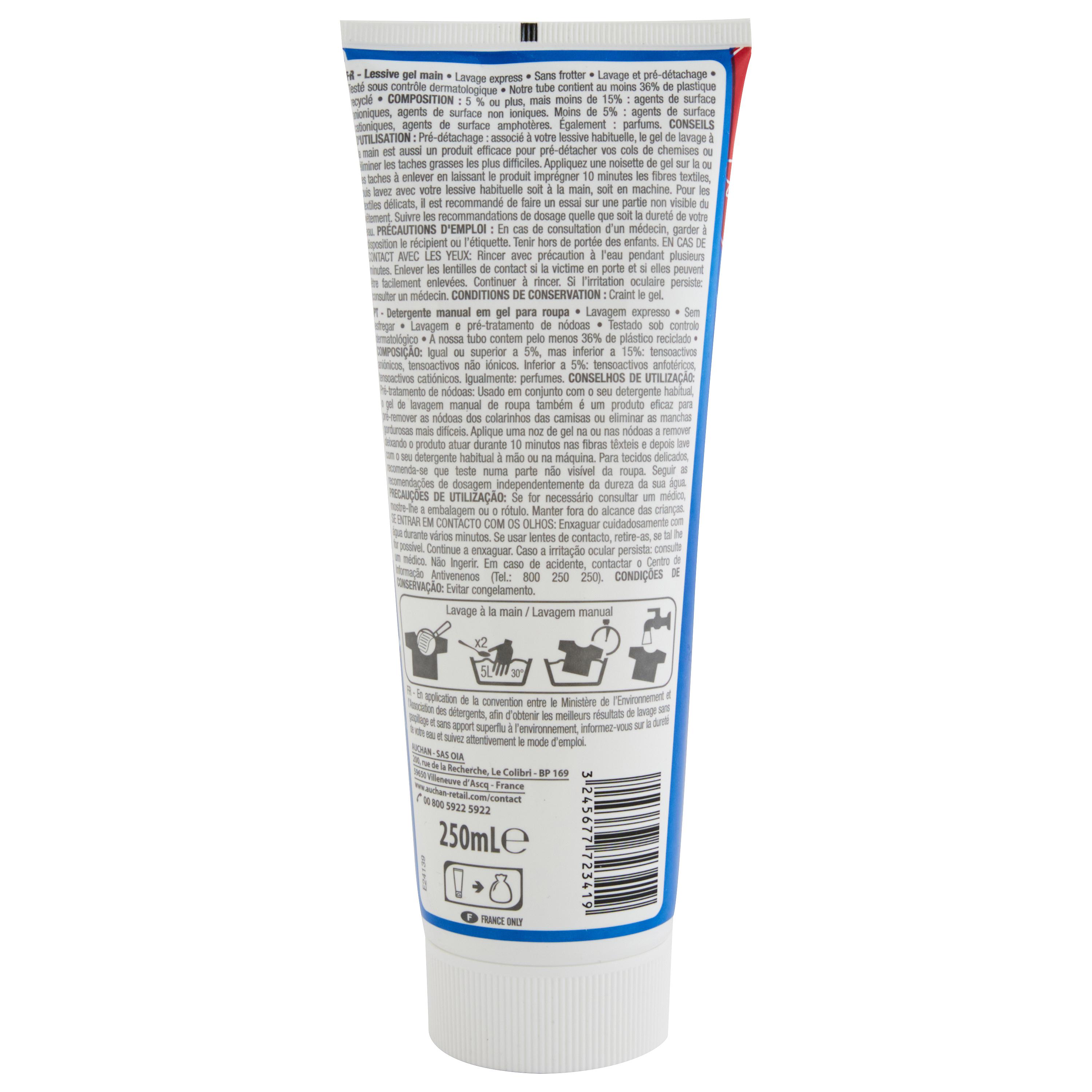 Voir la diapositive 3 : AUCHAN Lessive lavage à la main en gel 250ml