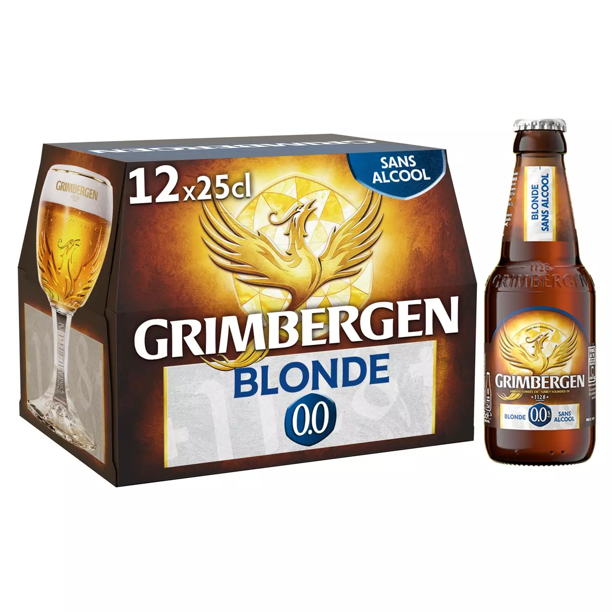 GRIMBERGEN Bière blonde 0.0% sans alcool bouteilles 12x25cl
