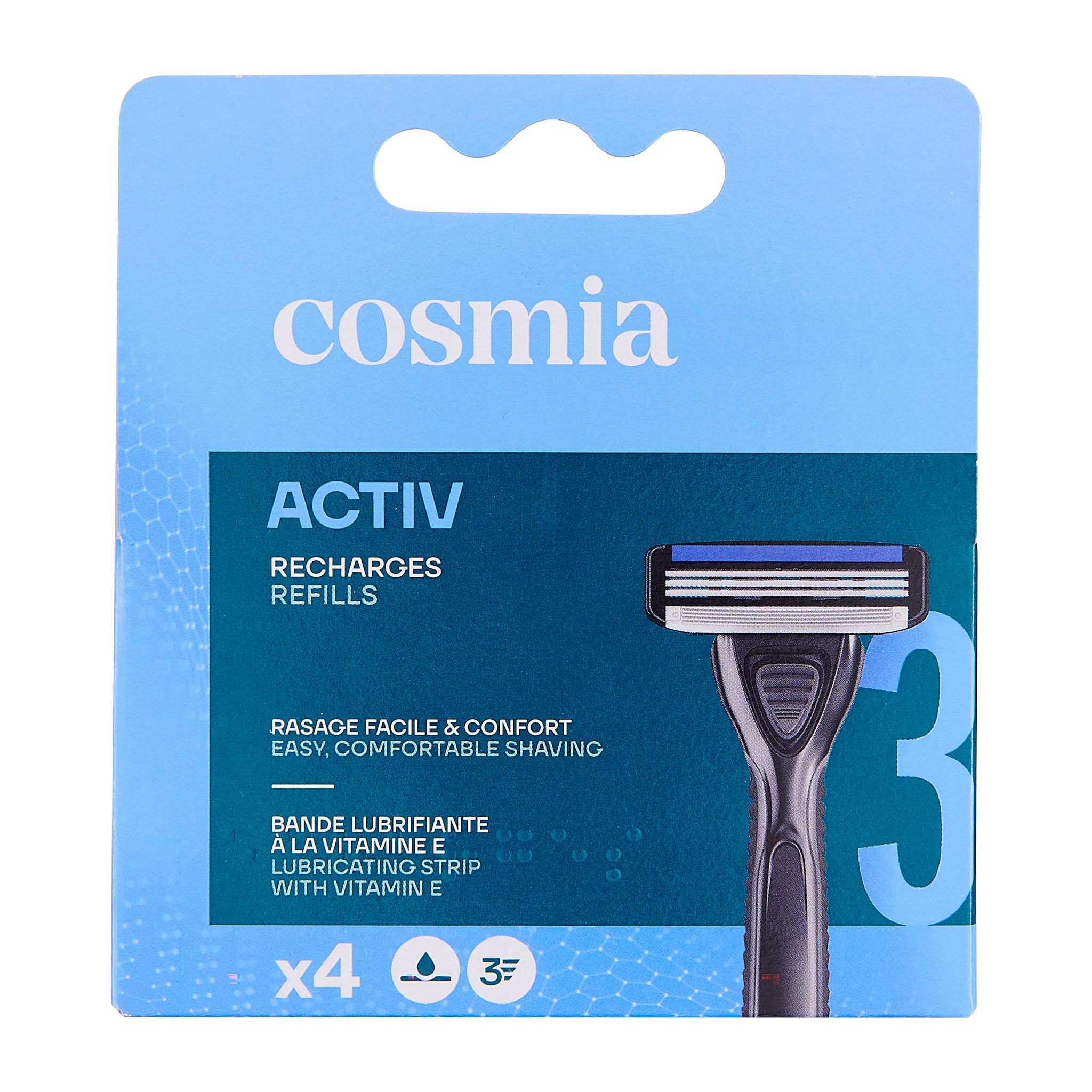 Voir la diapositive 3 : COSMIA MEN Recharges 3 lames de rasoir activ3 & precision5 4 recharges