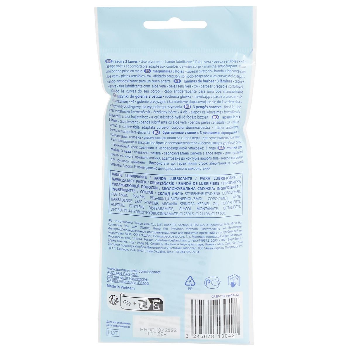 COSMIA Rasoirs jetables 3 lames sensitive pour peaux sensibles 4 rasoirs