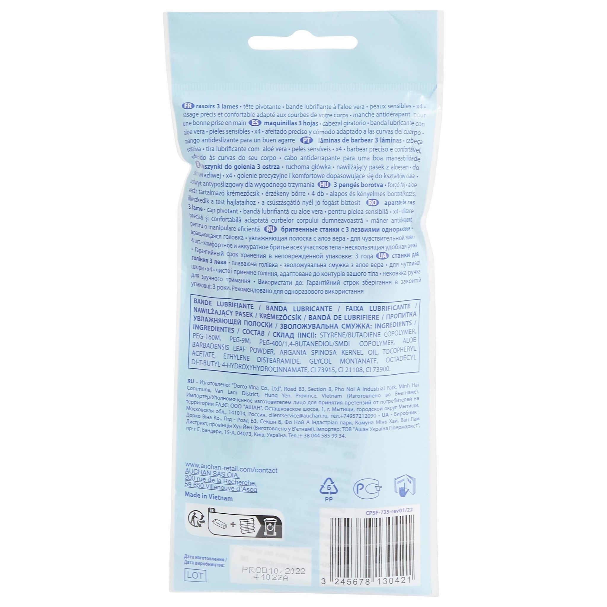 Voir la diapositive 3 : COSMIA Rasoirs jetables 3 lames sensitive pour peaux sensibles 4 rasoirs