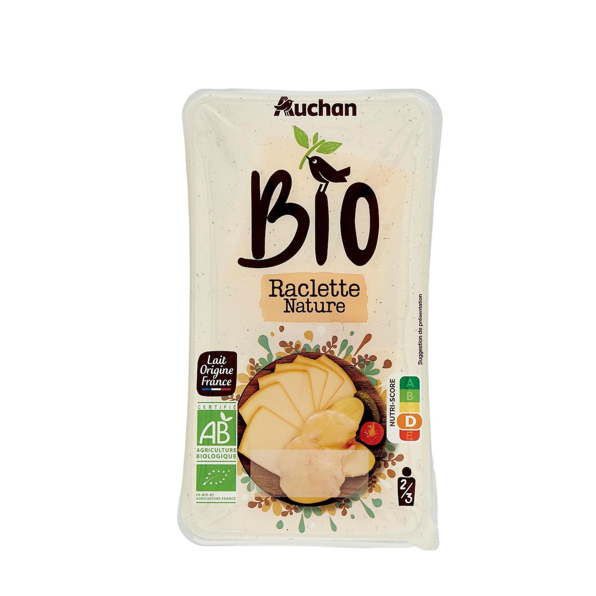 AUCHAN BIO Fromage à raclette nature 2/3 parts 350g
