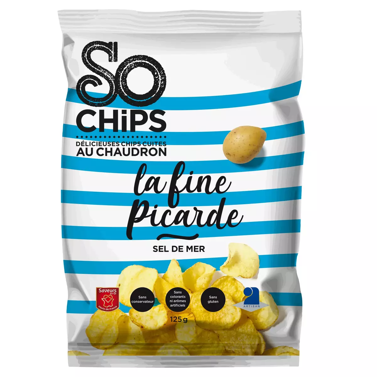 SO CHIPS Chips artisanale La fine picarde sel de mer sans gluten 125g