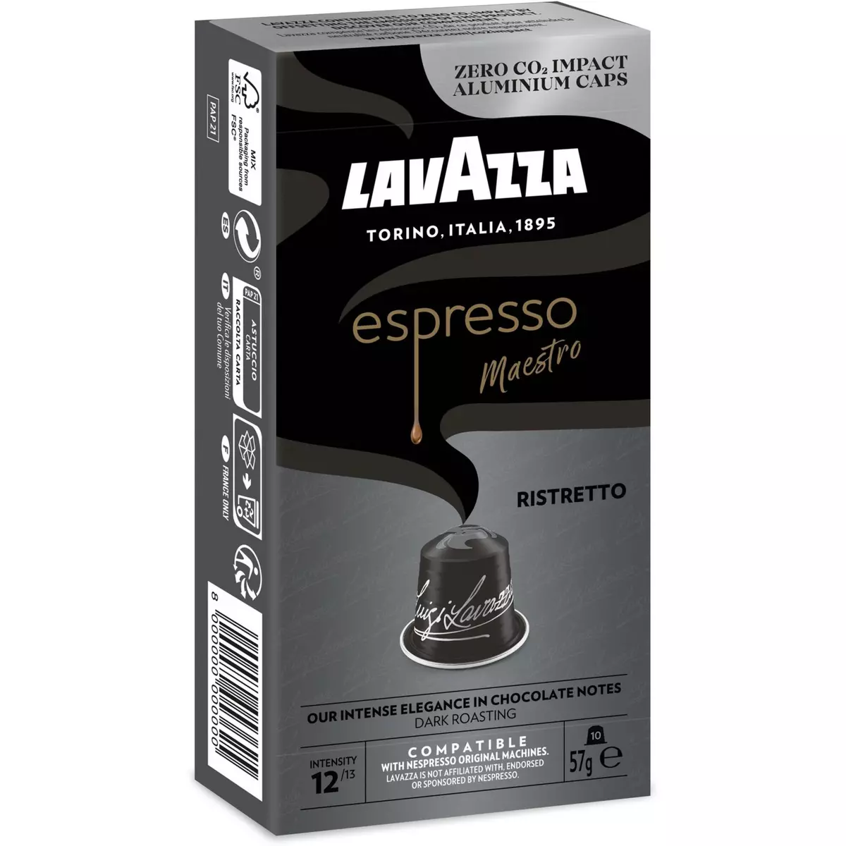 LAVAZZA Capsules de café espresso ristretto intensité 12 compatibles Nespresso 10 capsules 57g